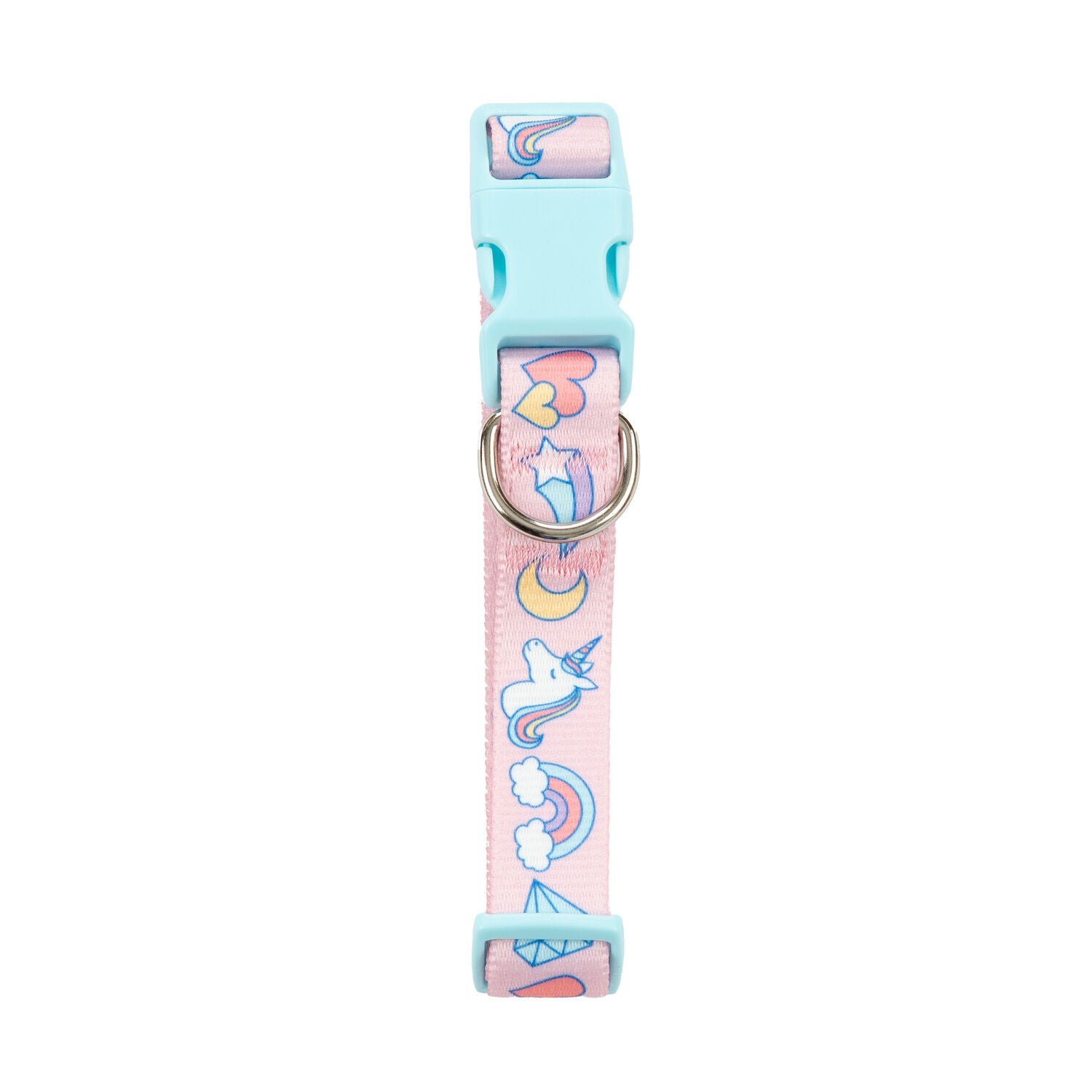 Simply Dog Rainbow & Unicorns Dog Collar, Pink