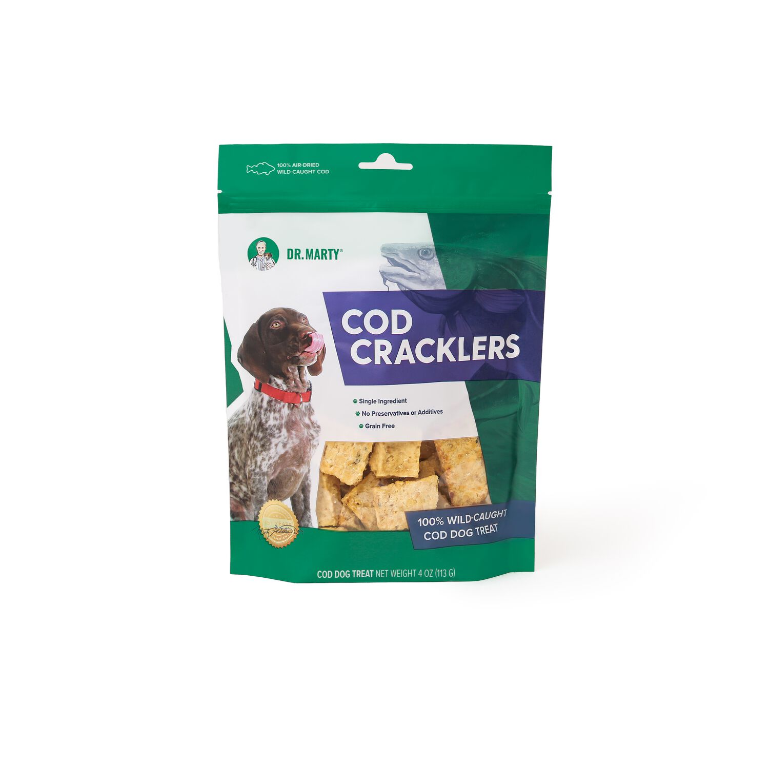 Dr. Marty Air-Dried Cod Cracklers Dog Treats, 4-Oz Bag