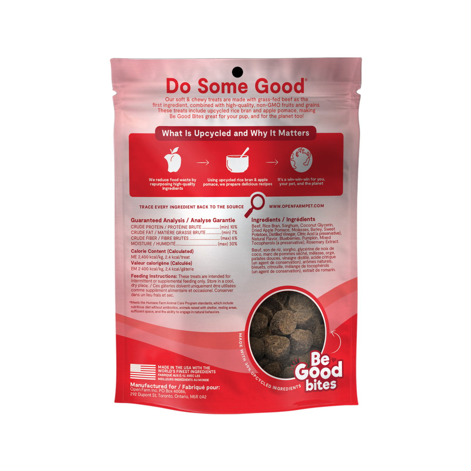 Open Farm Be Good Bites Grass-Fed Beef Soft & Chewy Dog Treats, 6Oz