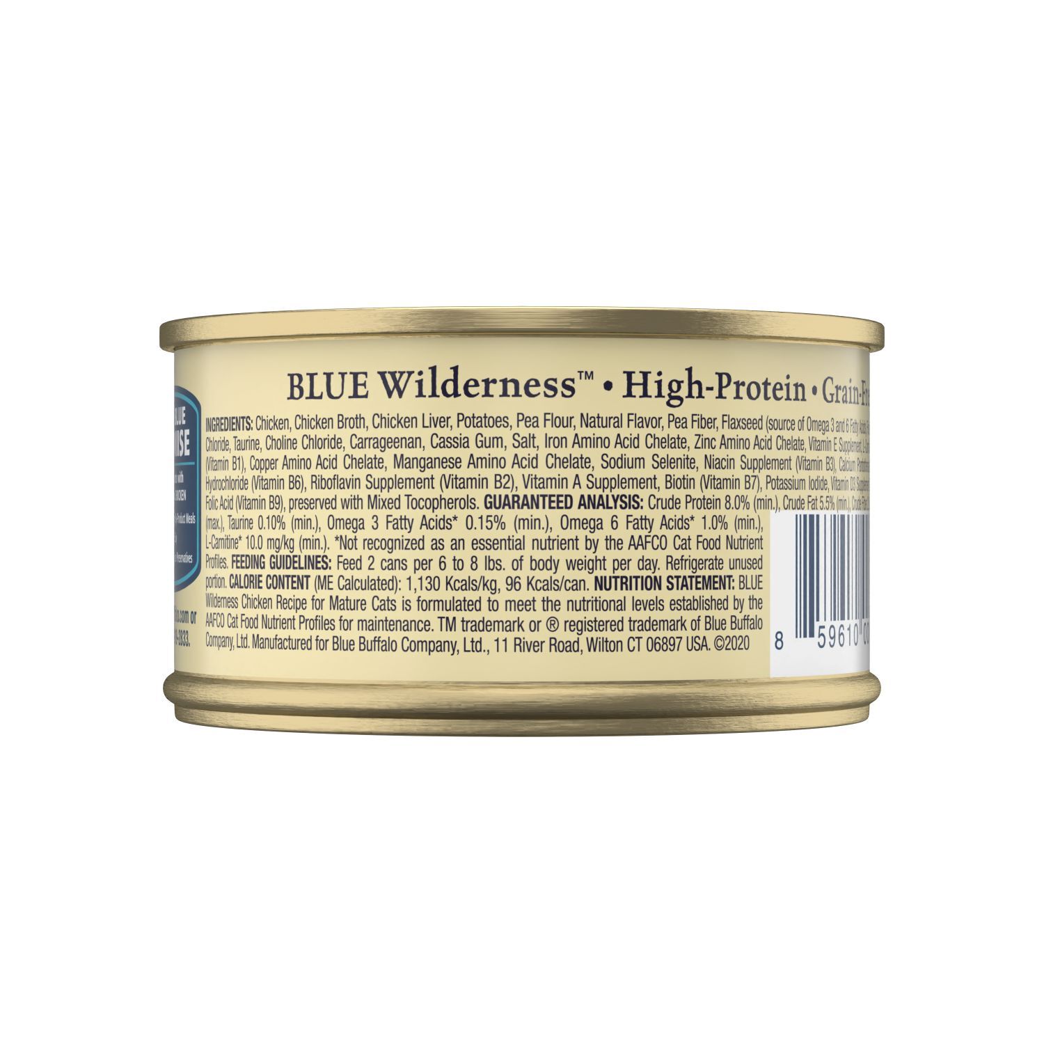 Blue Buffalo Wilderness Grain-Free Mature Senior Chicken Wet Cat Food, Chicken Recipe, 5.5-Oz Pack Of 24