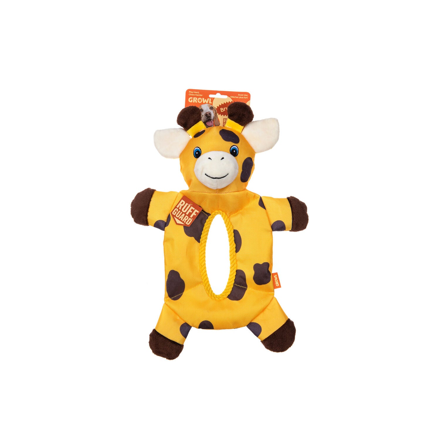 Growl Bruizers Gerry The Giraffe Durable Squeaky Dog Toy, 15"