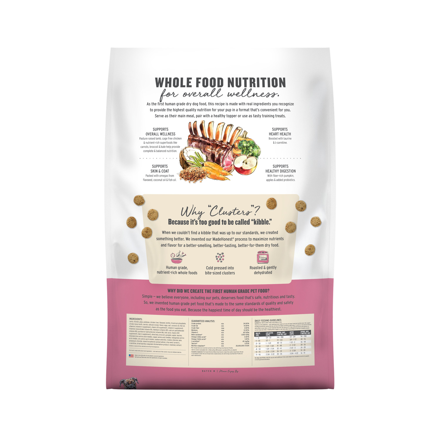 The Honest Kitchen Gourmet Whole Food Clusters Grain Free Lamb & Superfoods Recipe Dry Dog Food, 18-Lb