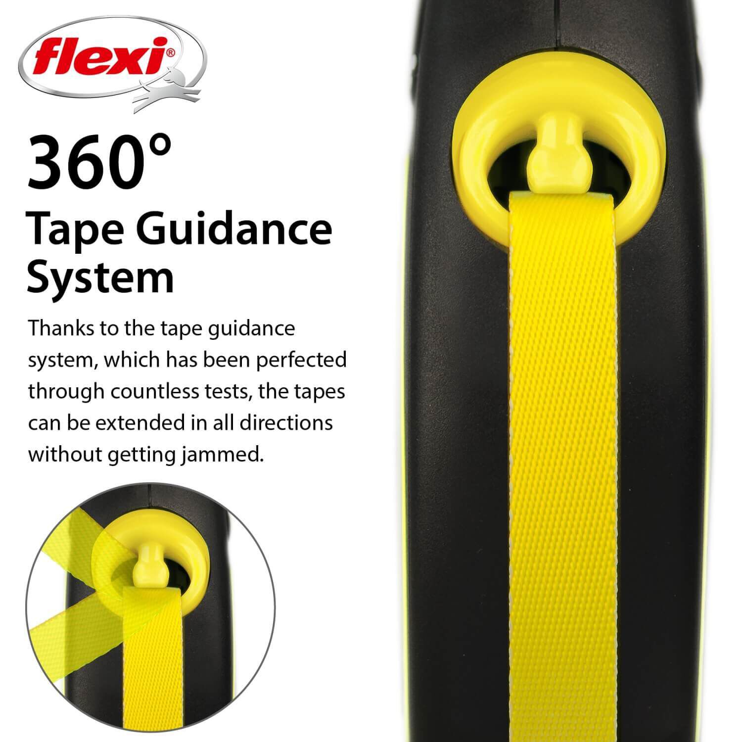 Flexi New Neon Reflective Retractable Tape Dog Leash, 16 Ft
