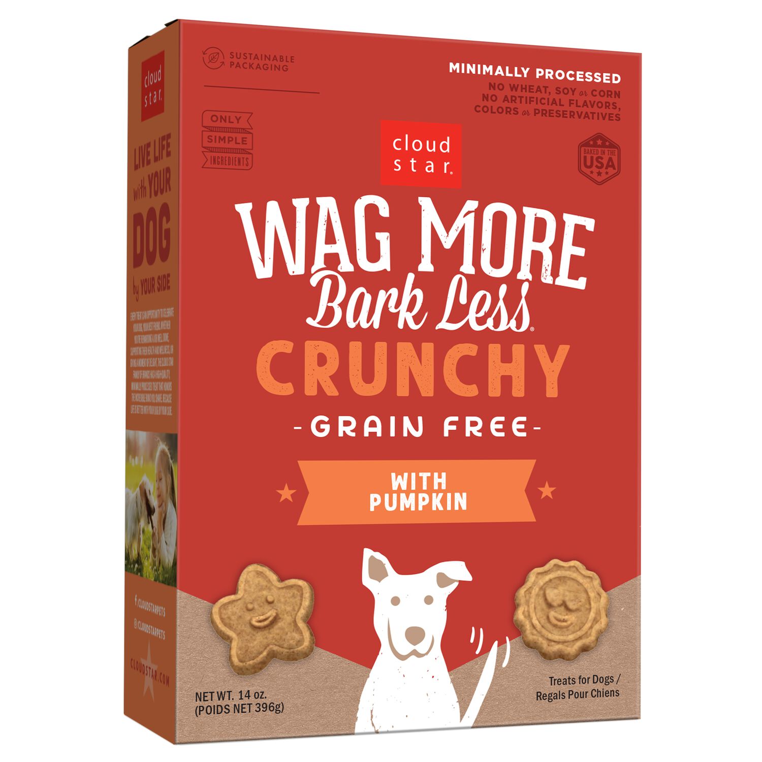 Wag More Bark Less Cloud Star Grain-Free Oven Baked With Pumpkin Dog Treat, 14-Oz