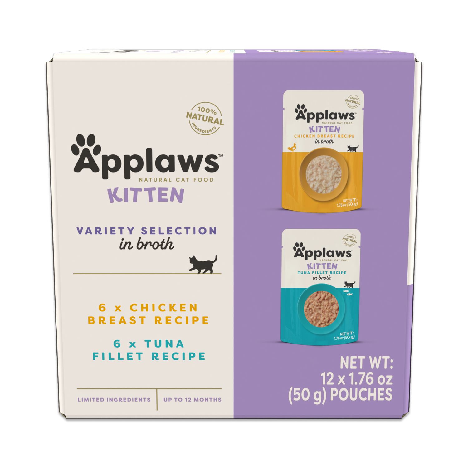Applaws Kitten Variety Selection In Broth Grain-Free Wet Cat Food, 1.76-Oz Pouch, Case Of 12