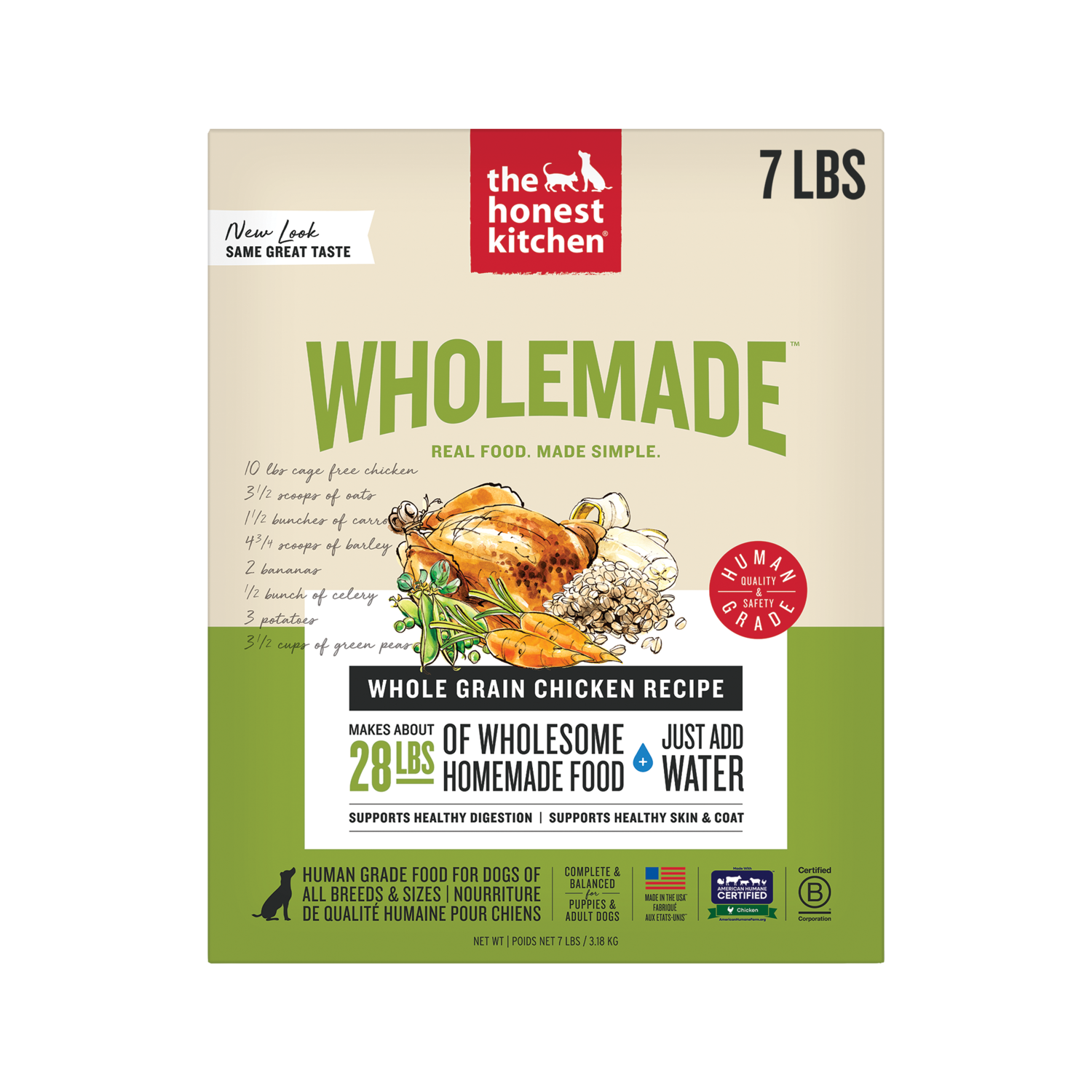 The Honest Kitchen Wholemade Whole Grain Chicken Recipe Dehydrated Dog Food, 7-Lb