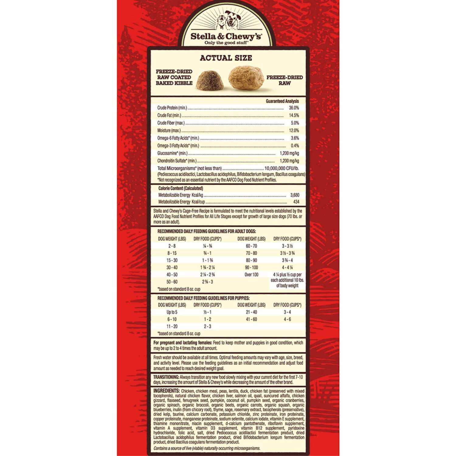 Stella & Chewy's Raw Blend Grain Free Freeze Dried Raw Coated Baked Kibble Dry Dog Food, Cage Free Chicken, Quail, & Duck Recipe, 10-Lb Bag