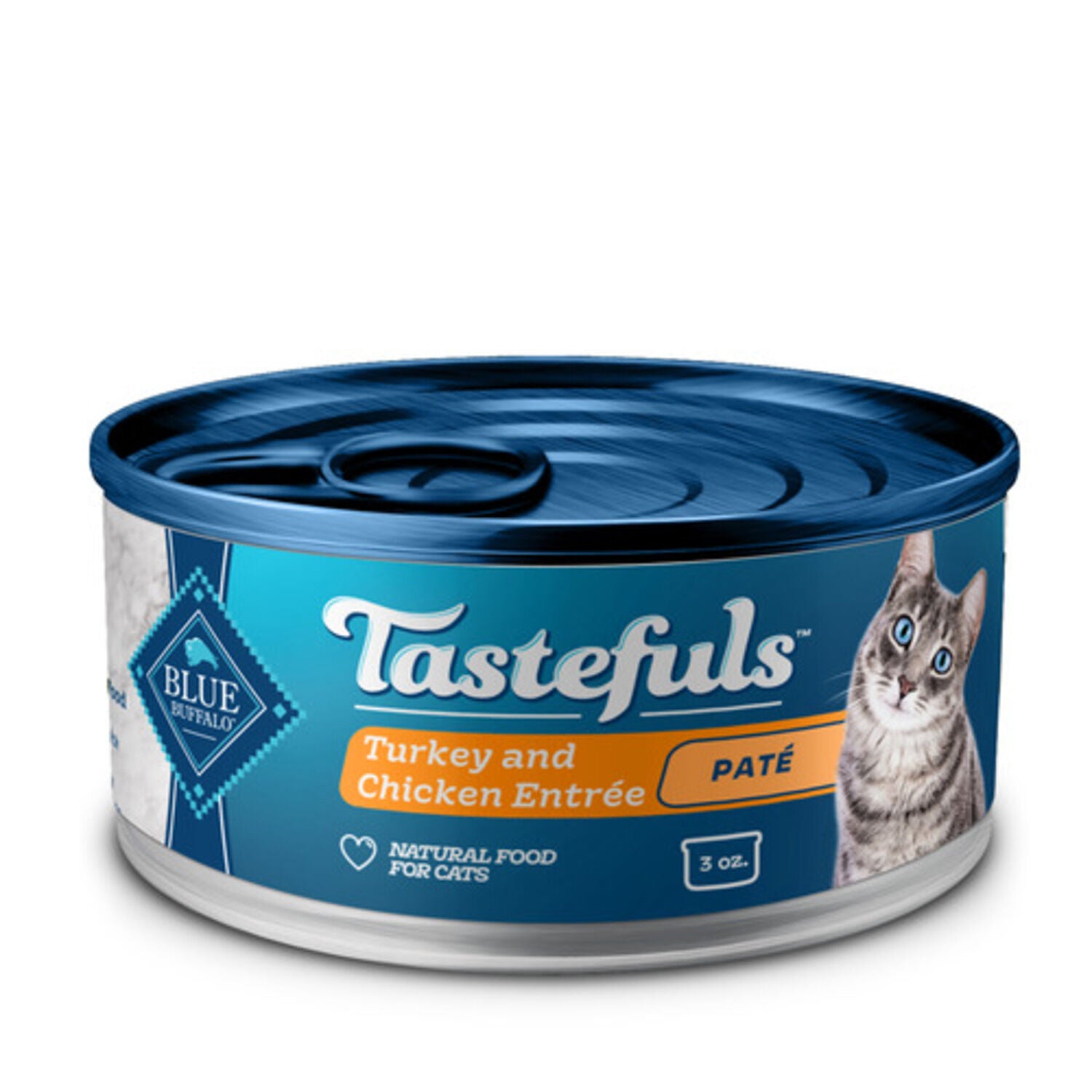 Blue Buffalo Tastefuls Wet Cat Food, Turkey & Chicken Entree Pate, 3-Oz Can
