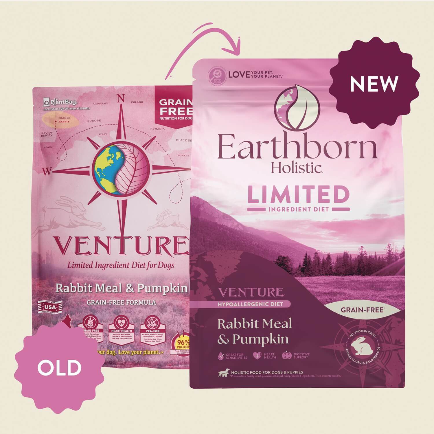 Earthborn Holistic Venture Limited Ingredient Rabbit Meal & Pumpkin Grain-Free Dry Dog Food, 25-Lb Bag