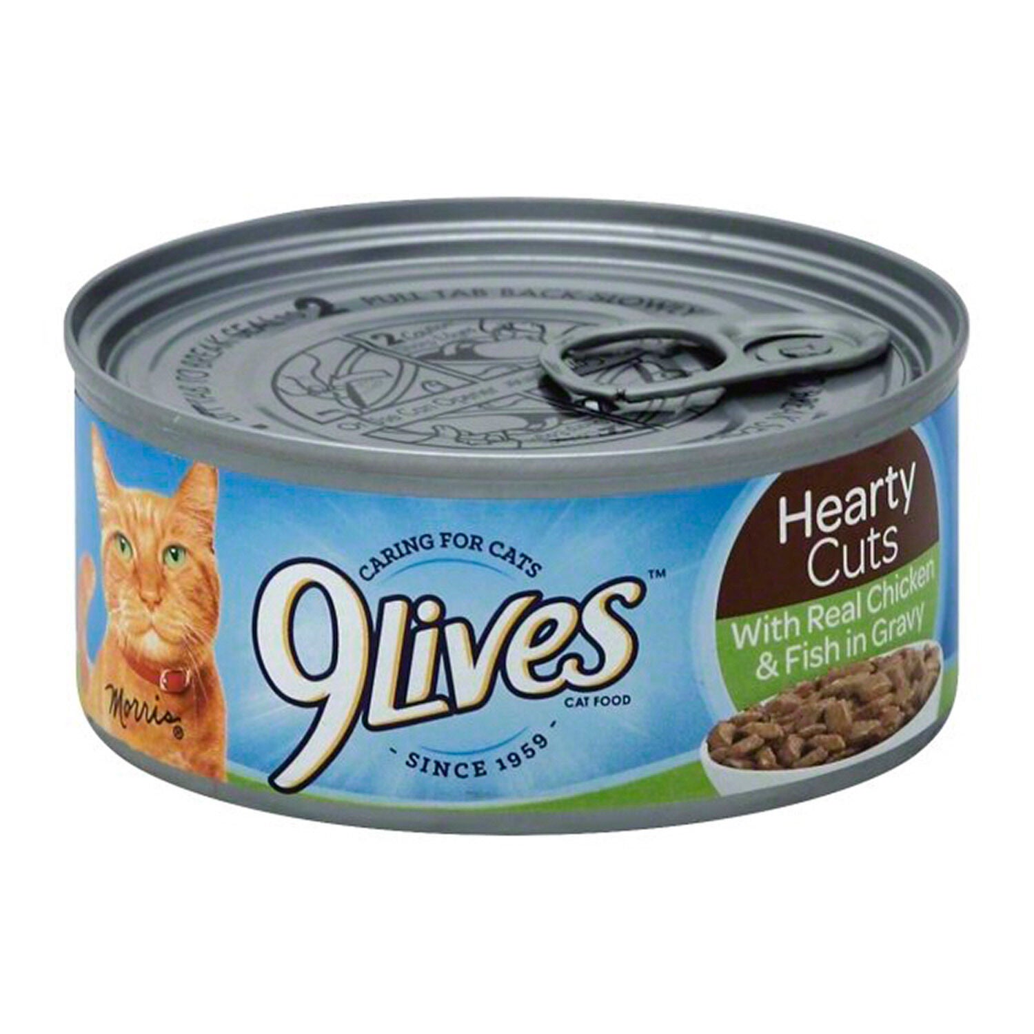 9 Lives Wet Cat Food, Hearty Cuts With Real Chicken & Fish In Gravy