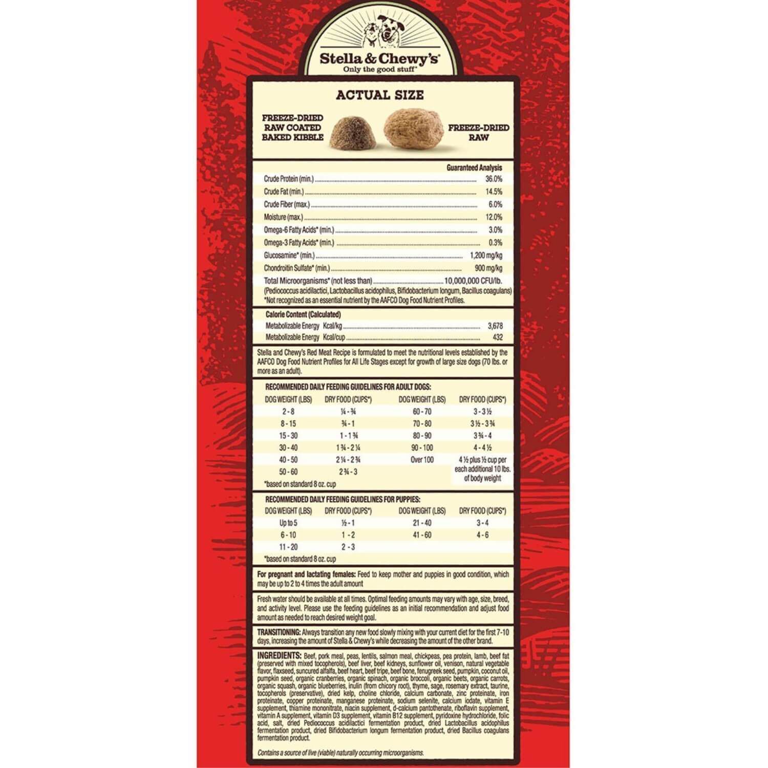 Stella & Chewy's Raw Blend Red Meat Recipe Freeze Dried Raw Coated Baked Kibble Dog Food, 22-Lb Bag
