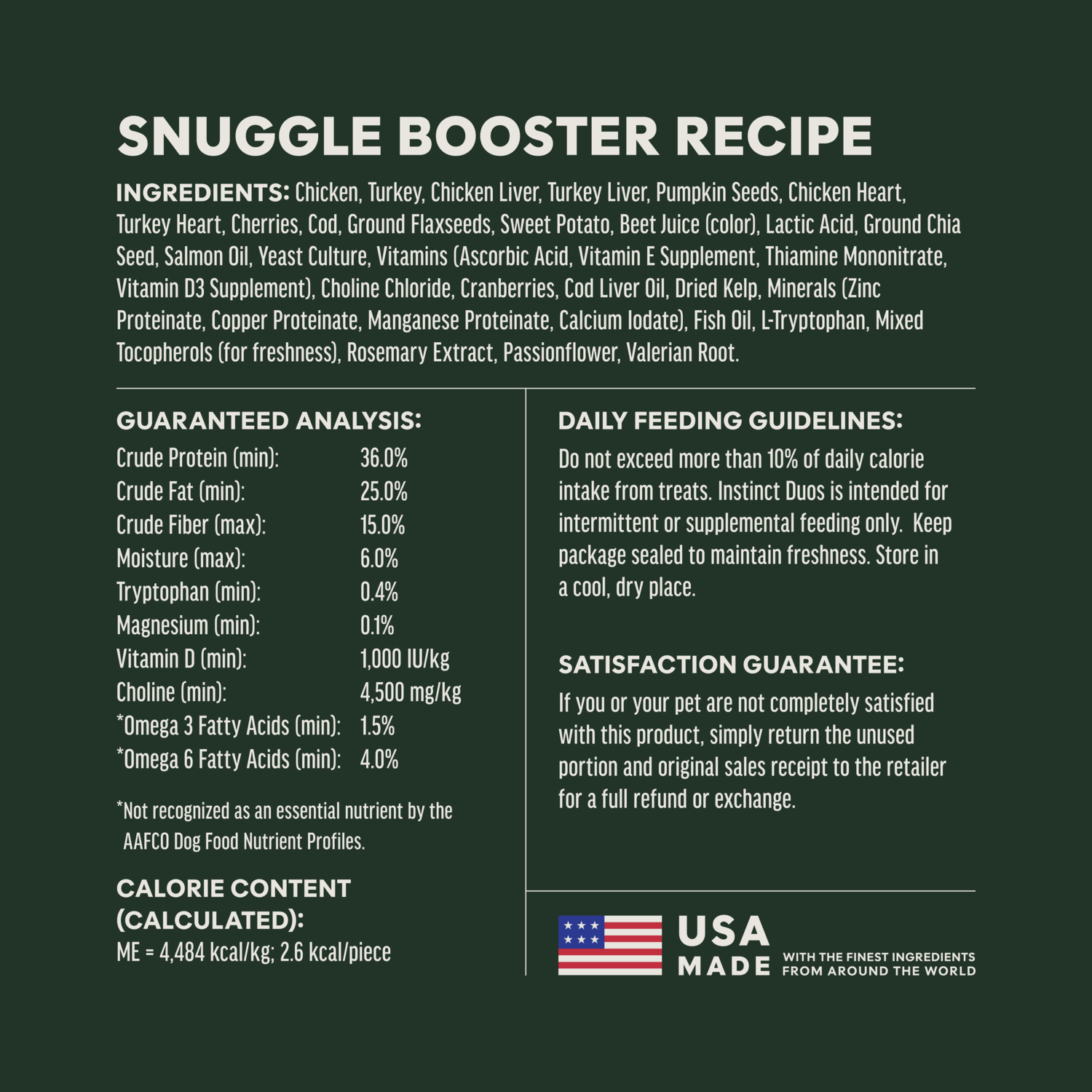 Instinct Duos Snuggle Booster 2:1 Tranquility + Skin & Coat Health  Freeze-Dried Dog Treats, 4-Oz