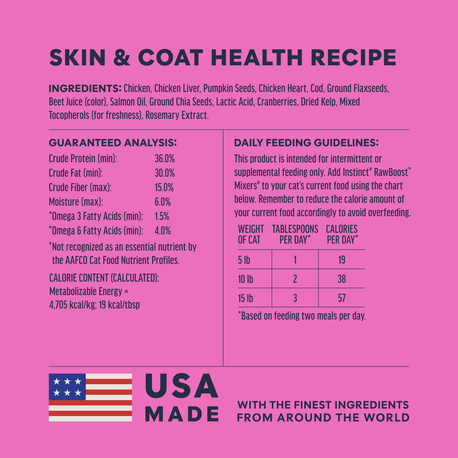Instinct Rawboost Mixers Grain-Free Skin & Coat Health Recipe Cat Food Topper, 5.5-Oz Bag