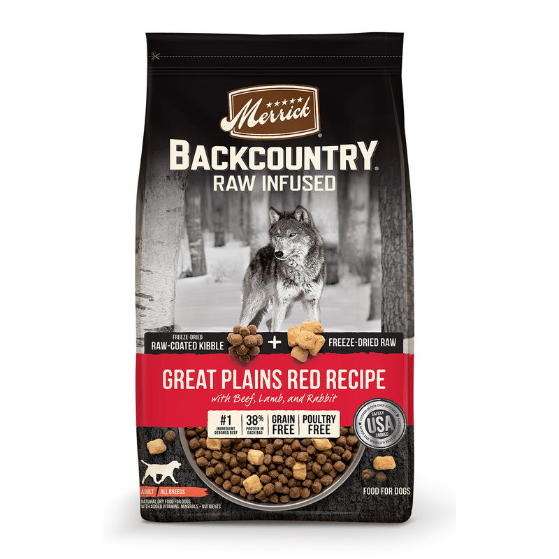 Merrick Backcountry Grain Free Kibble With Freeze Dried Raw Pieces Dry Adult Dog Food, Great Plains Red Recipe