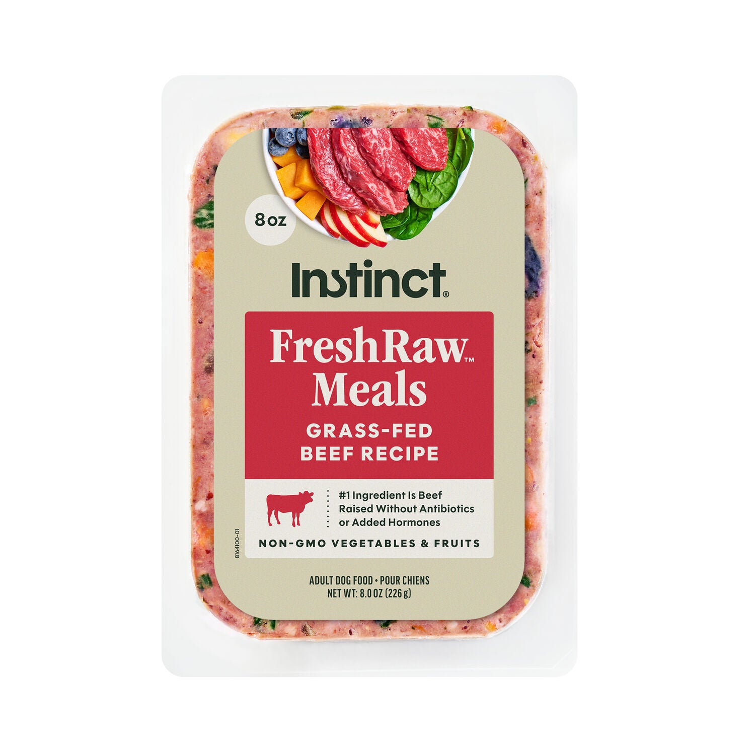 Instinct Freshraw Meals Grass-Fed Beef Recipe Frozen Dog Food, 8-Oz Pack