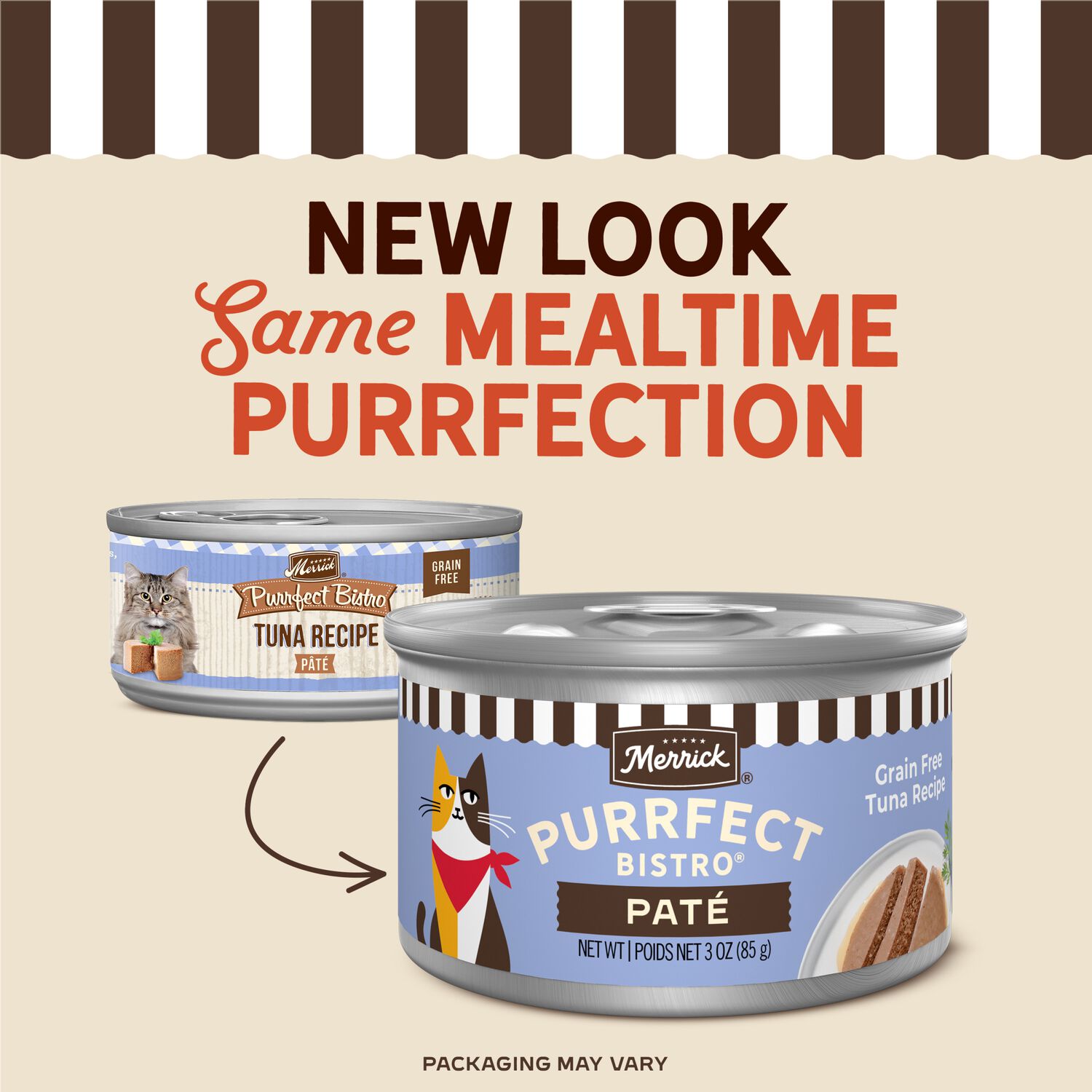 Merrick Purrfect Bistro Grain-Free Premium Soft Canned Pate Adult Wet Cat Food, High Protein Tuna Recipe, 3-Oz Can