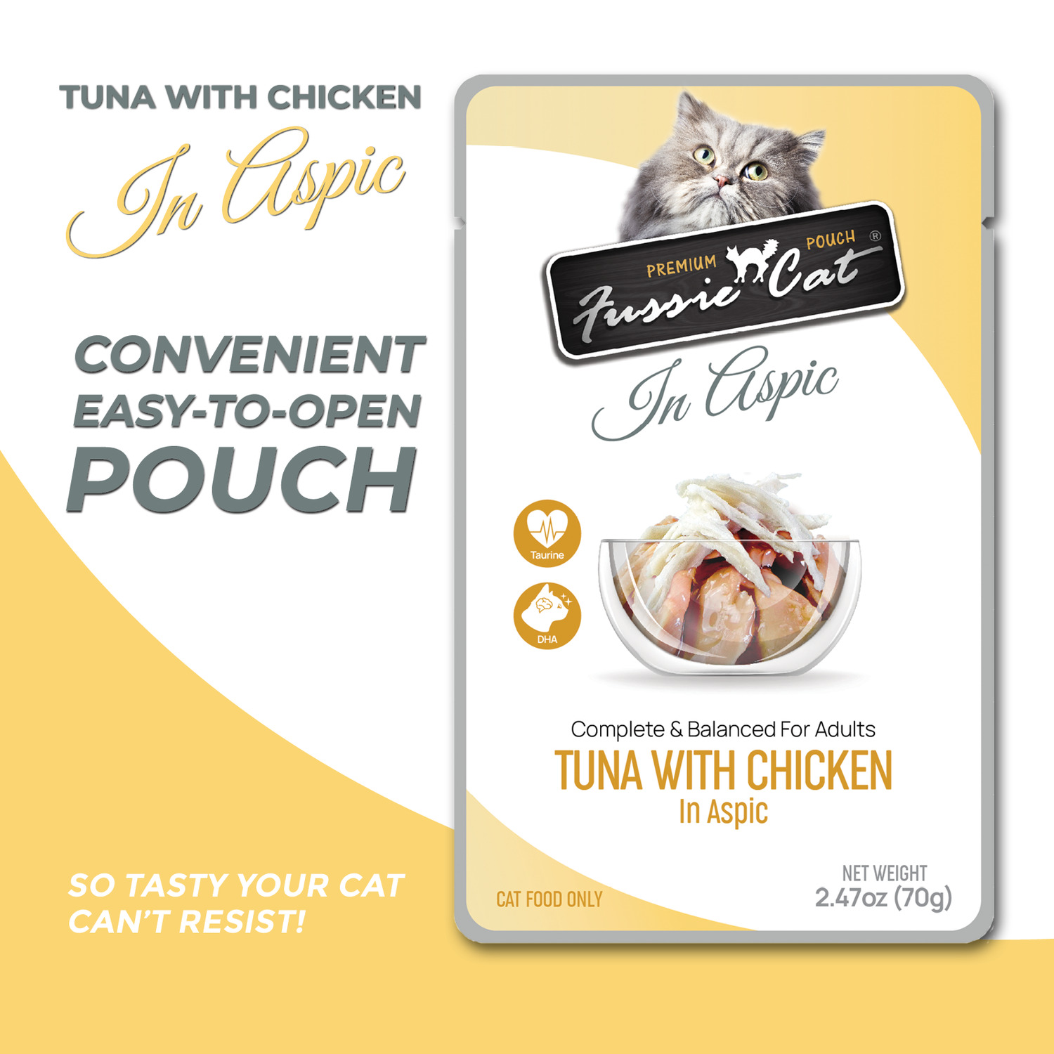 Fussie Cat Premium Tuna With Chicken In Aspic Wet Cat Food, 2.47Oz
