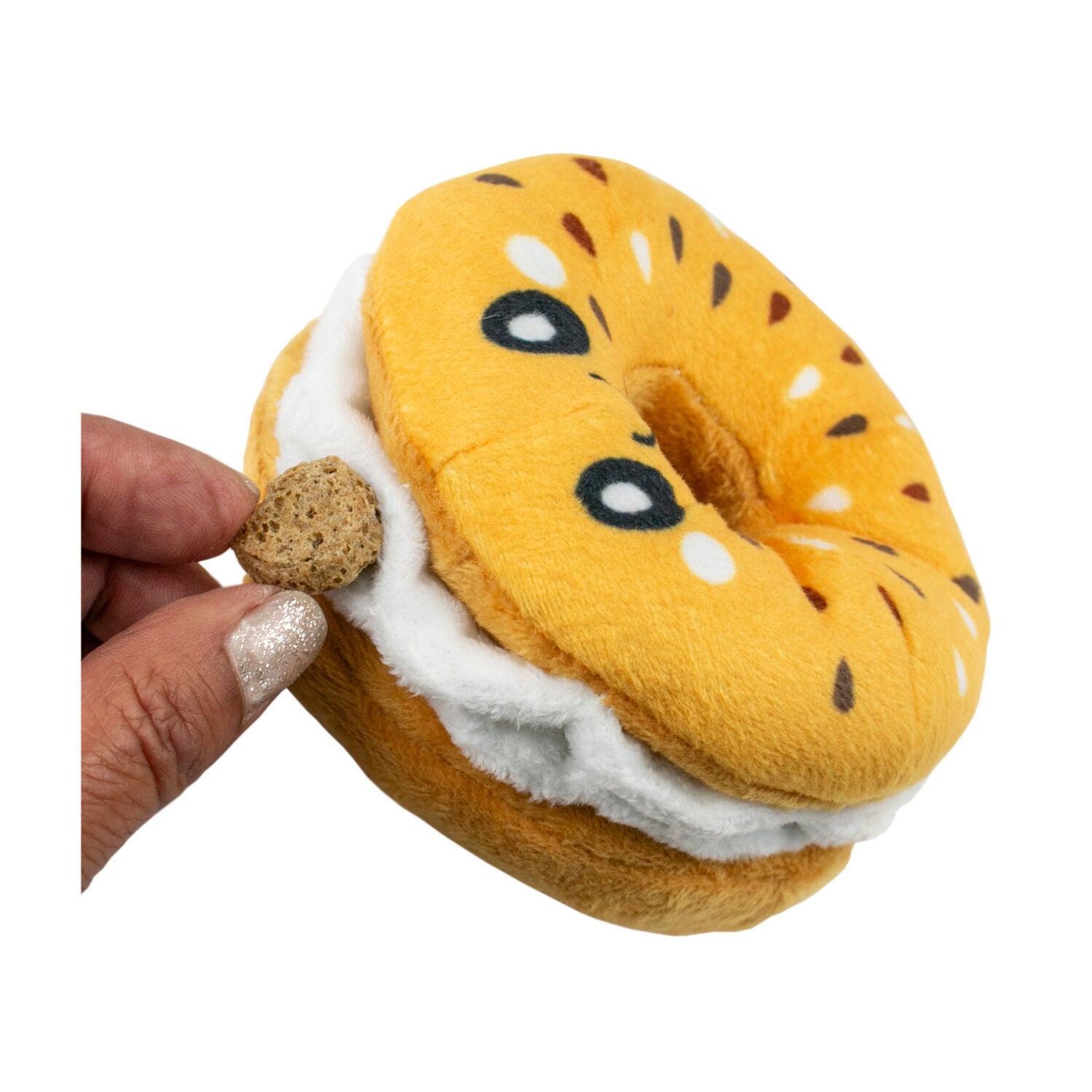 Territory Bagel Hide-And-Treat Crinkle, Squeak & Forage Dog Toy, 4"
