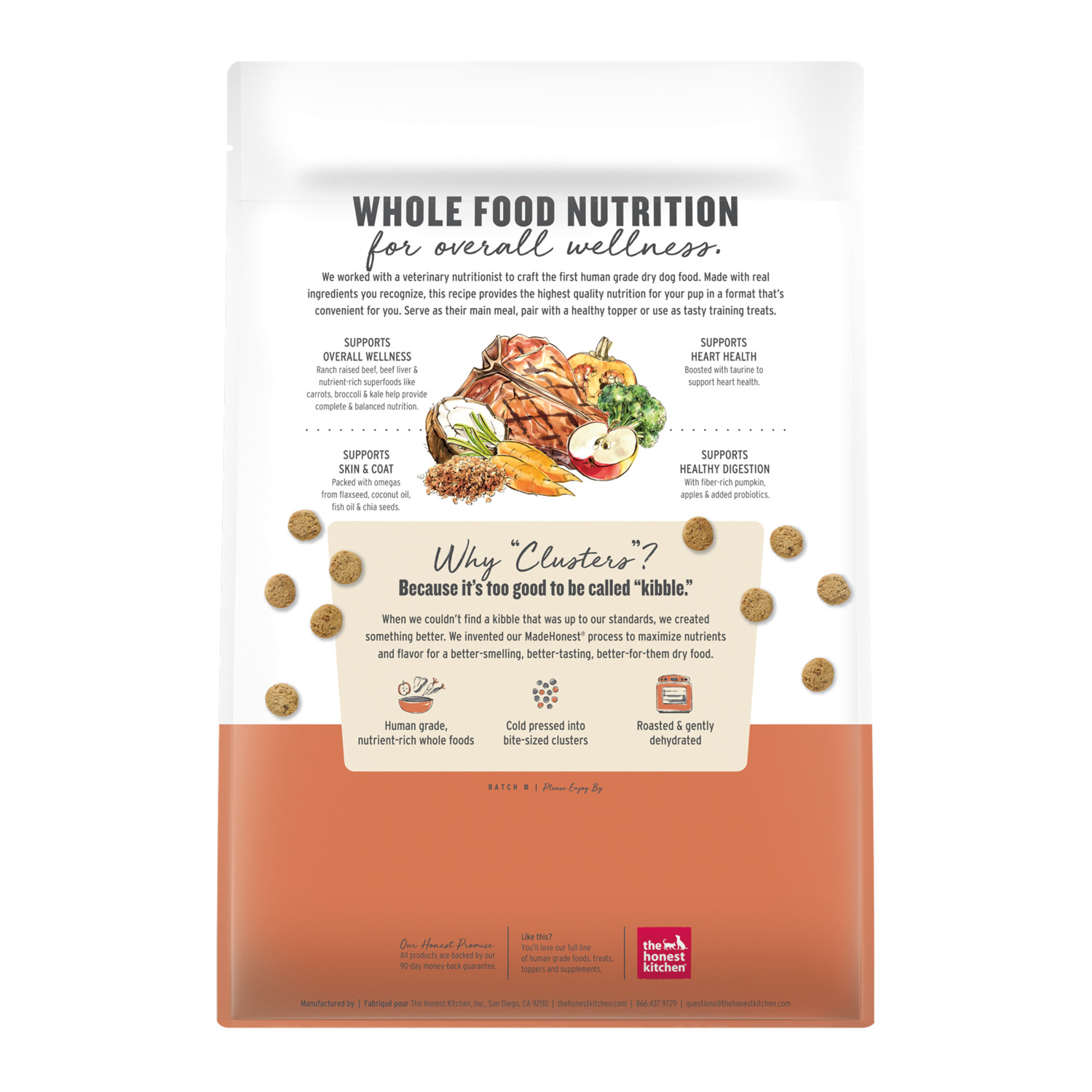 The Honest Kitchen Gourmet Whole Food Clusters Grain Free Beef & Superfoods Recipe Dry Dog Food, 5-Lb