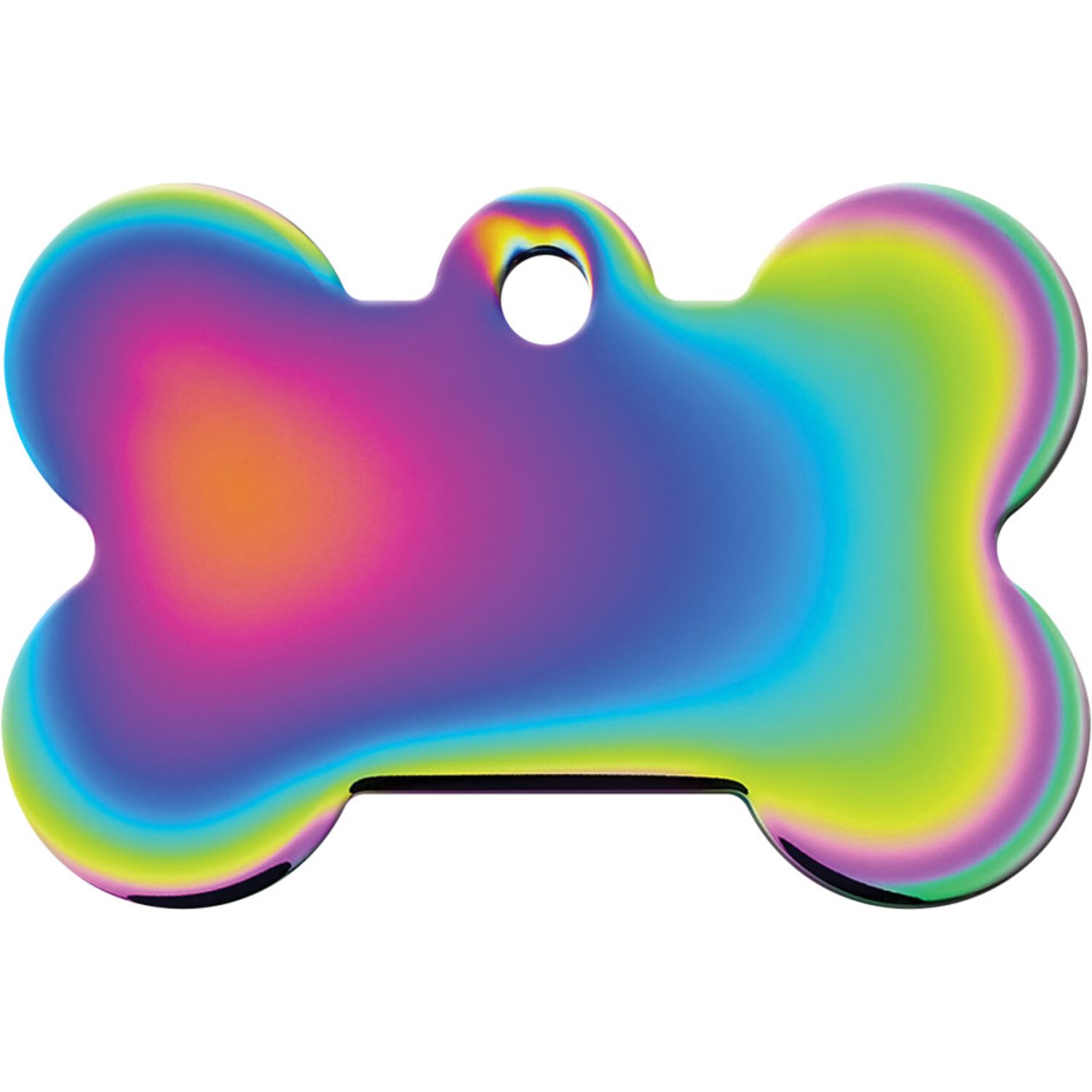 Id-Spot Quick Tag Engravable  Dog Tag, Rainbow Bone Large