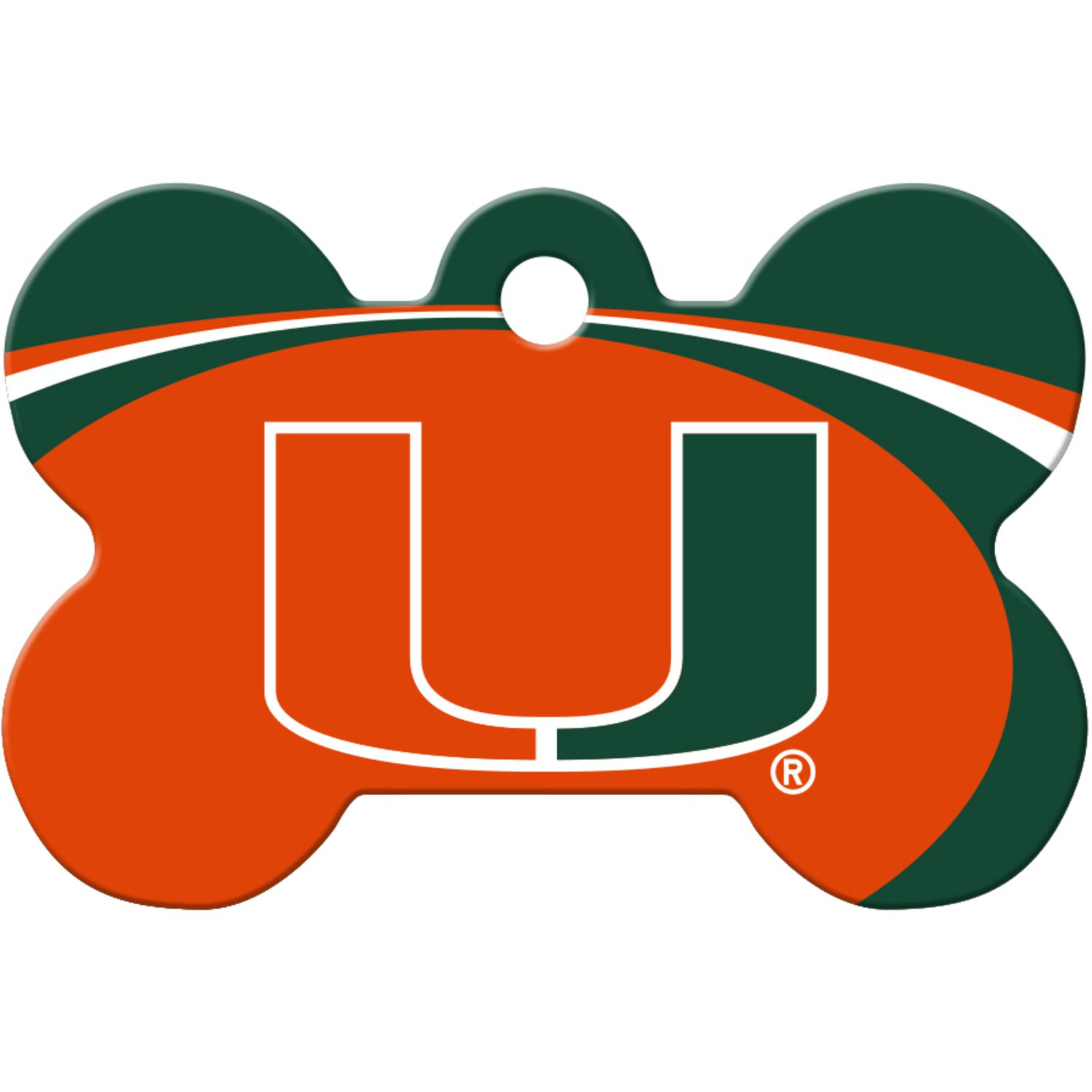 Id-Spot Quick Tag Engravable  Dog Tag, Miami Hurricanes Bone