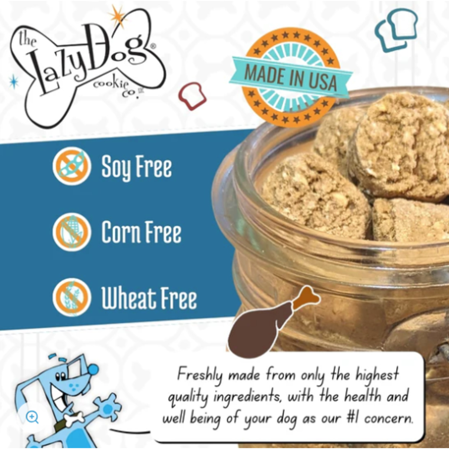 The Lazy Dog Cookie Co Leftover Turkey Sandwich Mutt Mallows Soft Baked Dog Treats