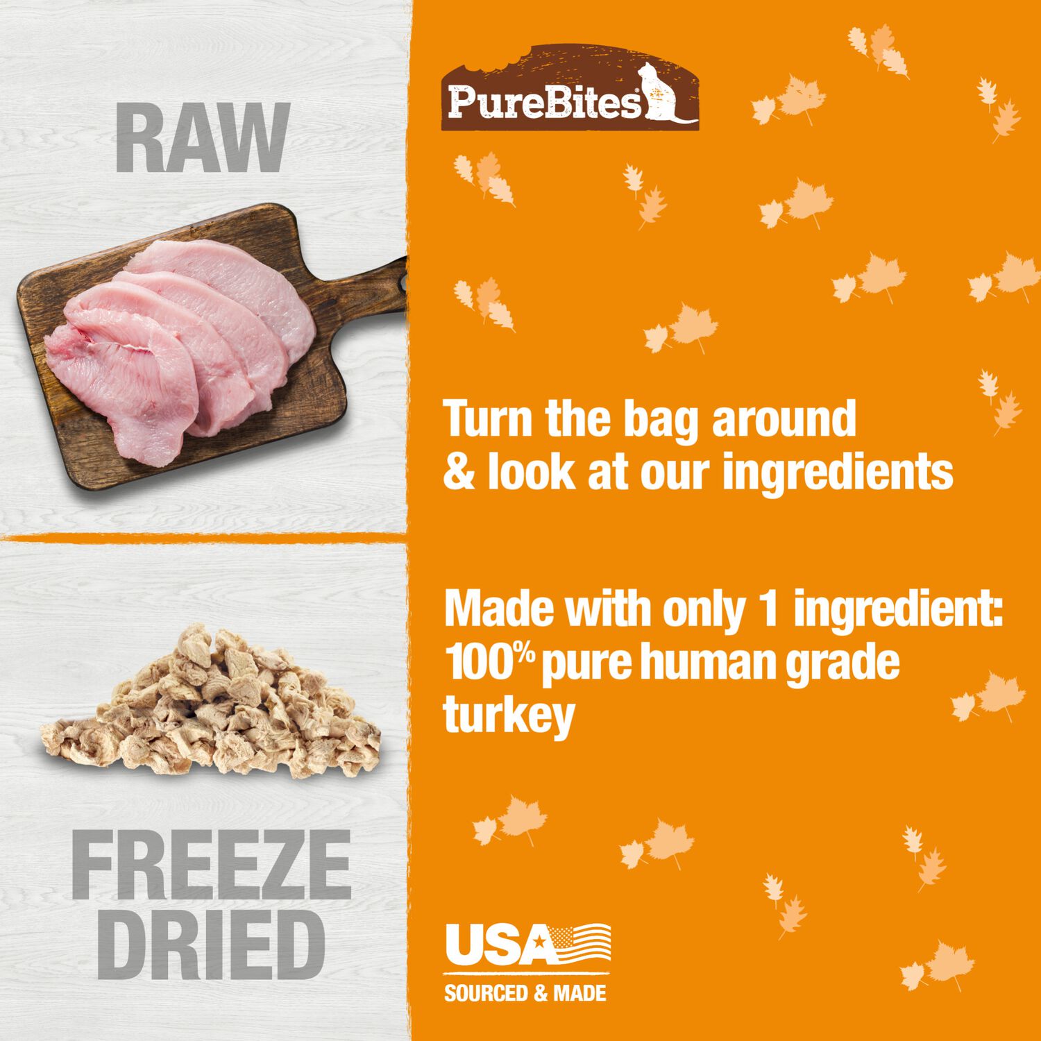 Purebites Fall Freeze-Dried Turkey High-Protein Cat Treats, 0.81-Oz Bag