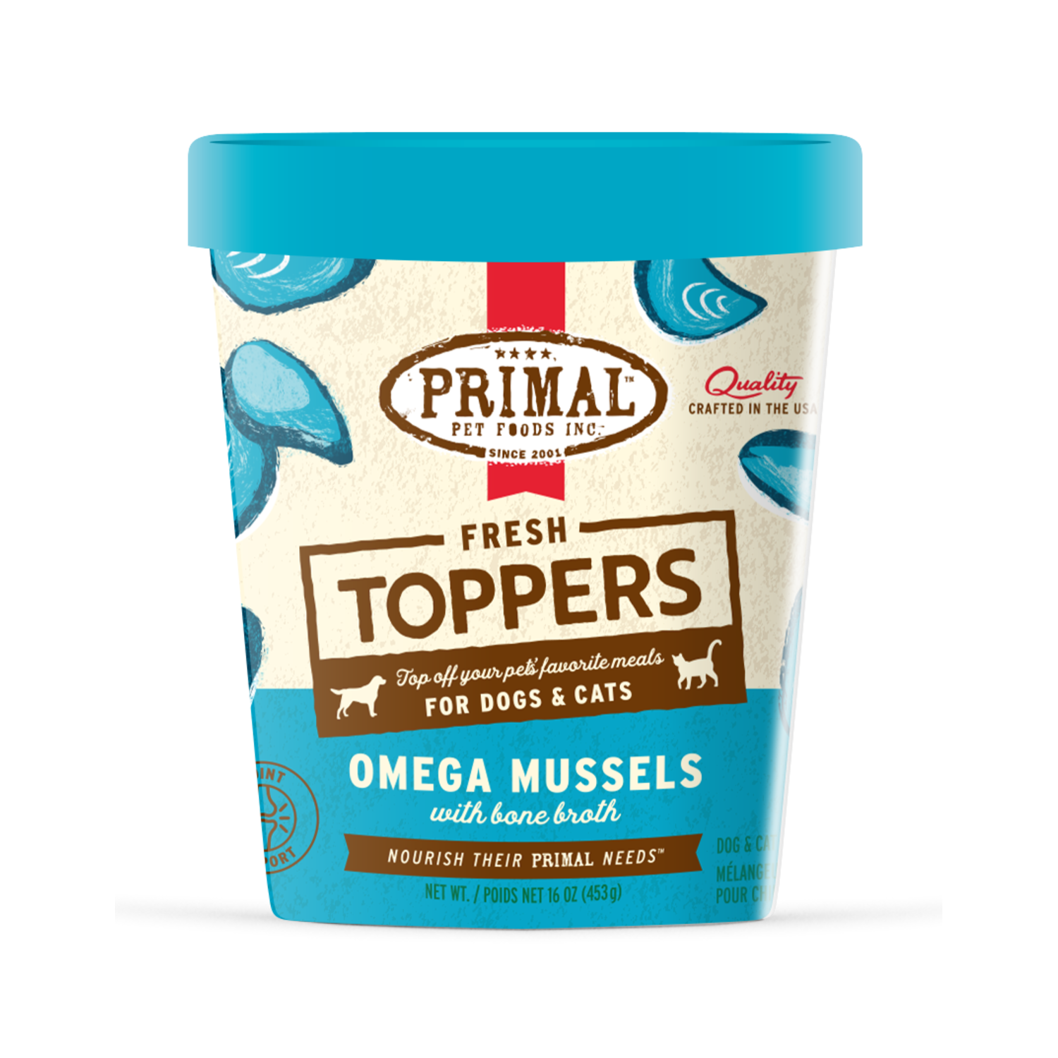 Primal Fresh Omega Mussels Frozen Dog & Cat Food Topper, 16-Oz