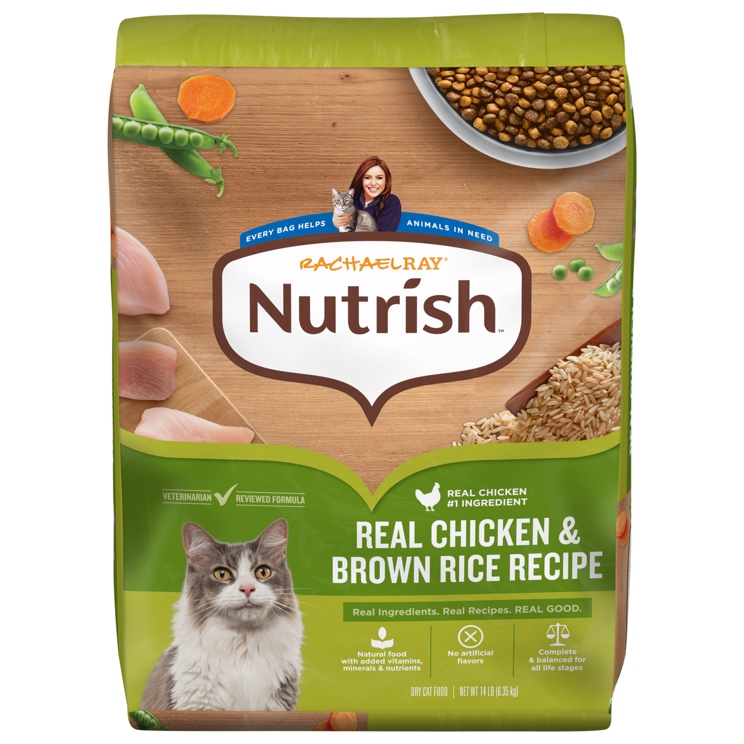 Rachael Ray Nutrish Natural Premium Dry Cat Food, Chicken & Brown Rice Recipe, 14-Lb Bag