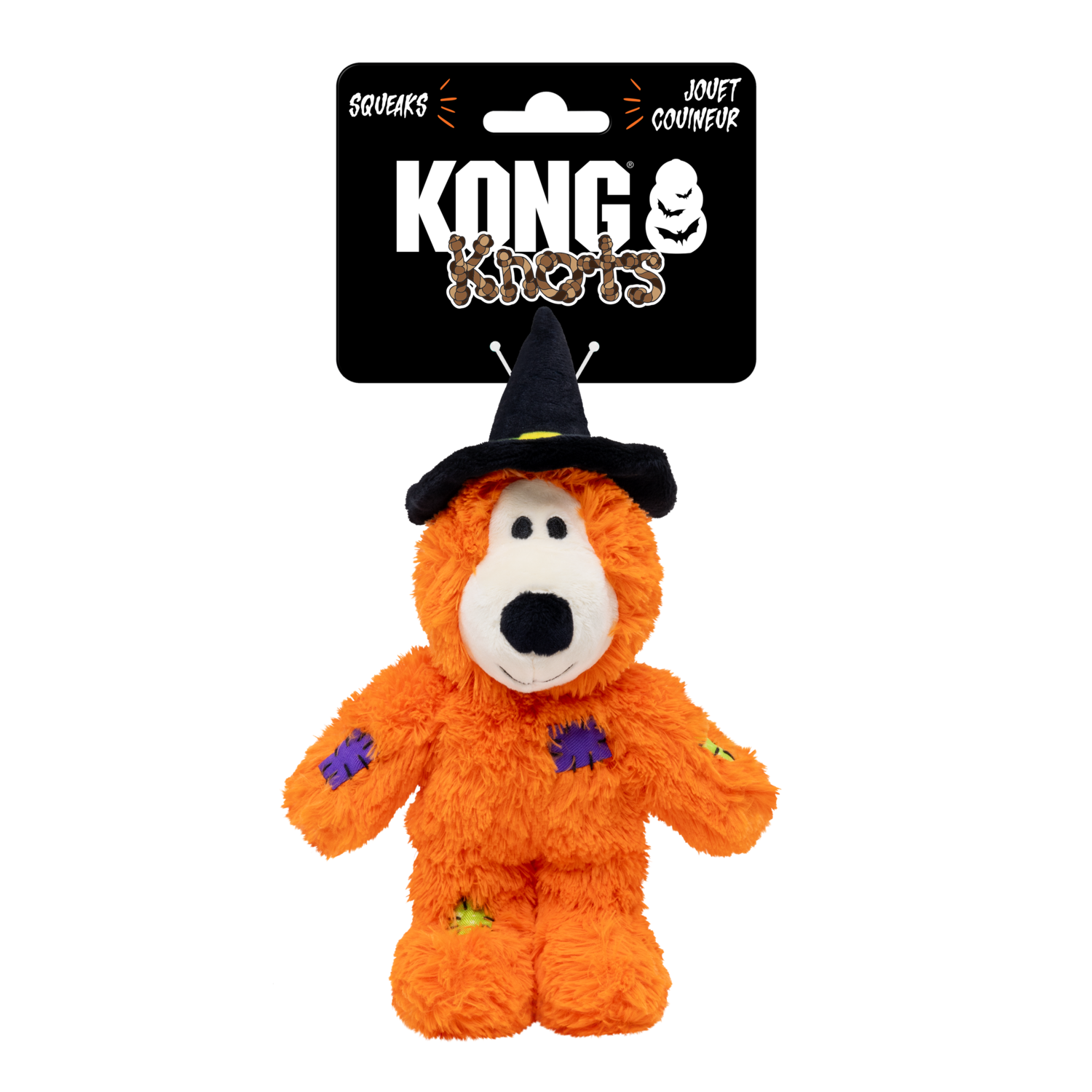 Kong Halloween Wild Knots Witch Bear Squeaky Plush Dog Toy, Purple, Medium/Large
