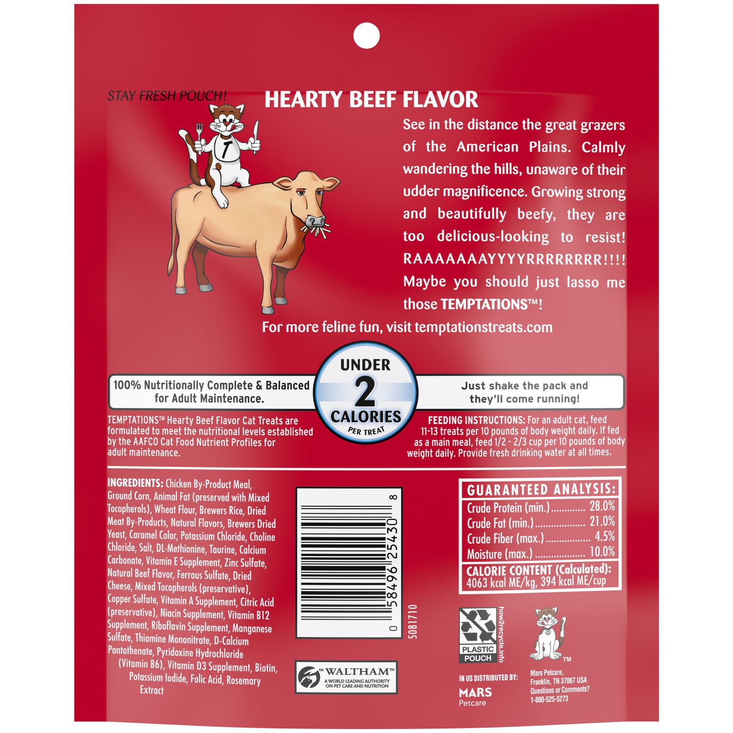 Temptations Classic Crunchy & Soft Cat Treats,  Tasty Hearty Beef Flavor , 6,3-Oz