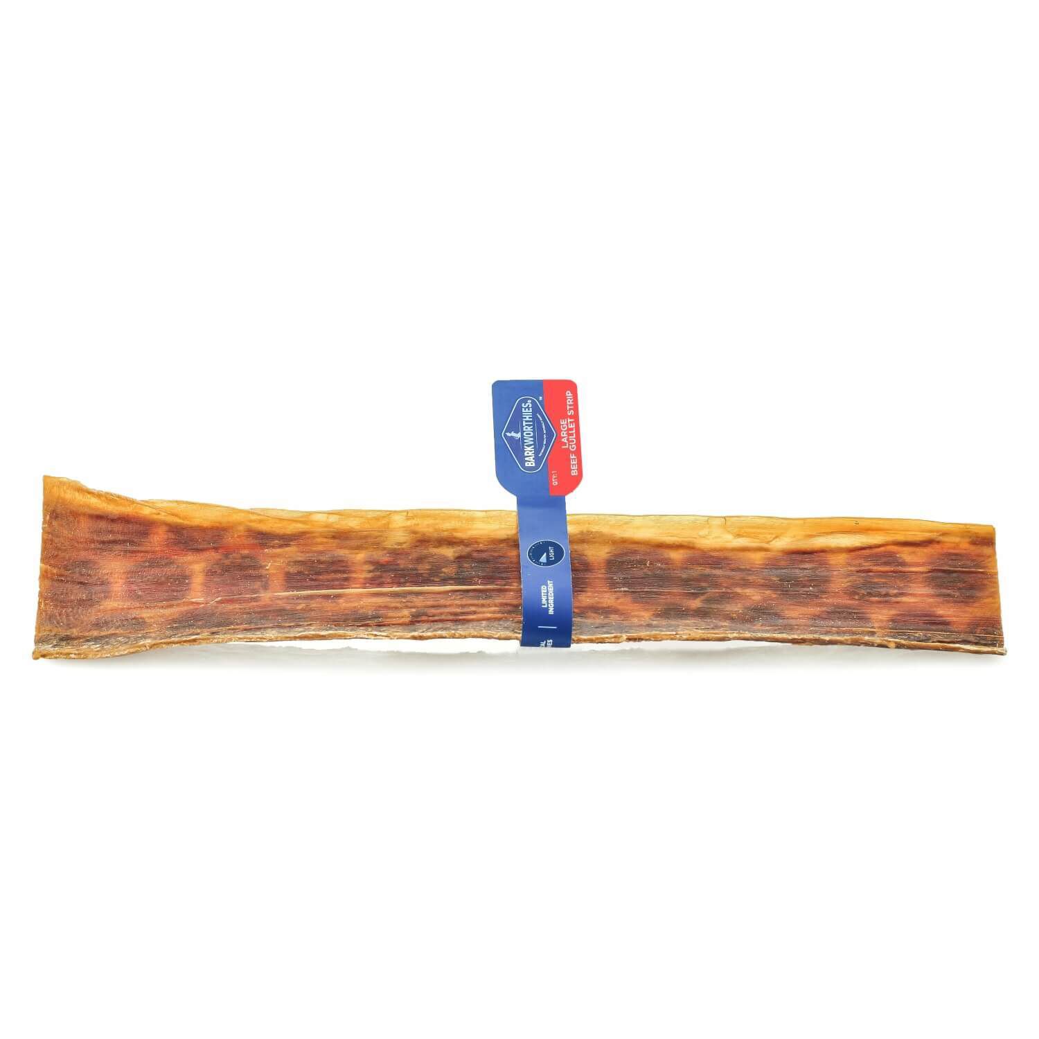 Barkworthies Beef Gullet Strips Natural Rawhide Alternative Dog Treats, Large