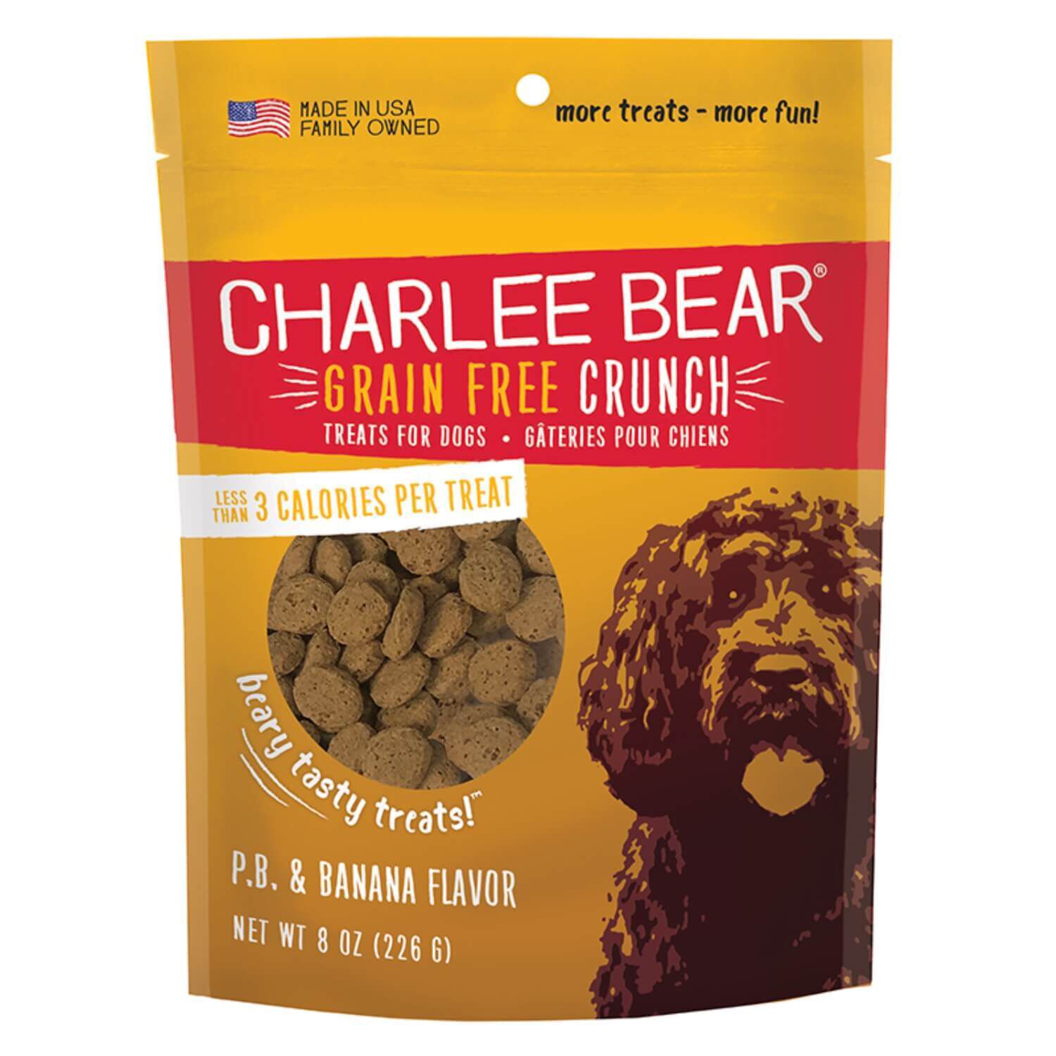 Charlee Bear Crunchy  Grain Free Dog Treats, Peanut Butter & Banana