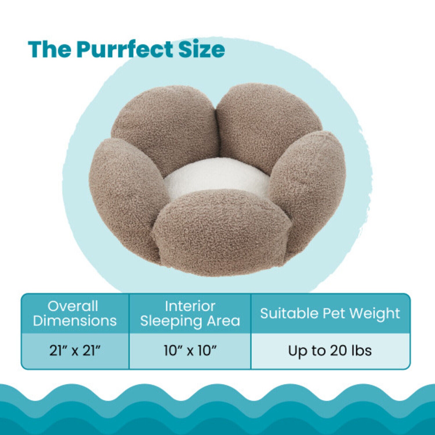 Catstages Purrfect Petals Flower Plush Support Cat Bed, Tan, 21"