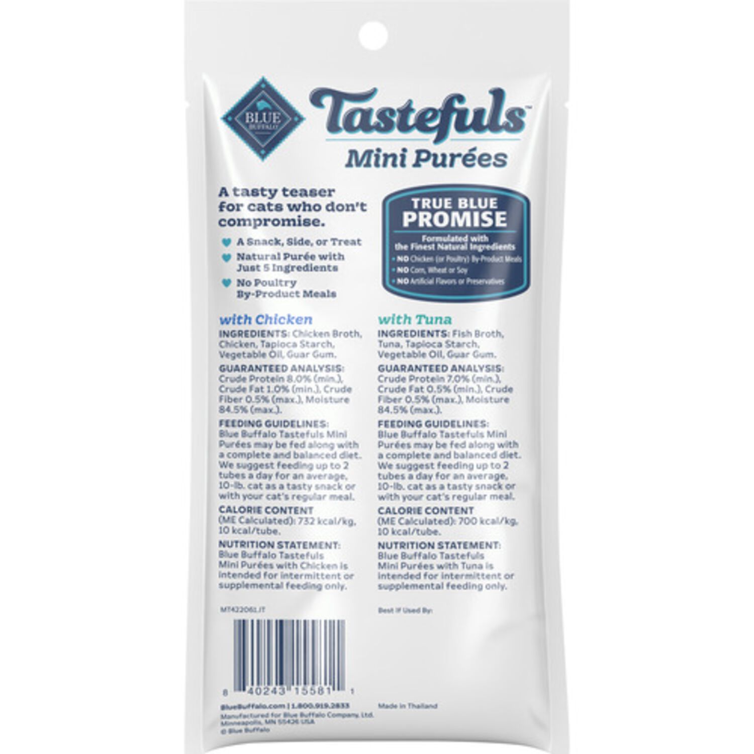 Blue Buffalo Tastefuls Mini Pur&eacute;es Cat Treats, Chicken & Tuna Variety Pack, 0.5-Oz Tubes, 4-Pack