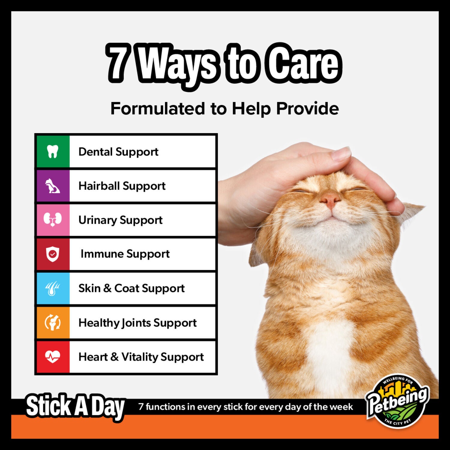 Petbeing Stick A Day 7-In-1 Daily Chicken Chew Supplement For Cats, 7 Count