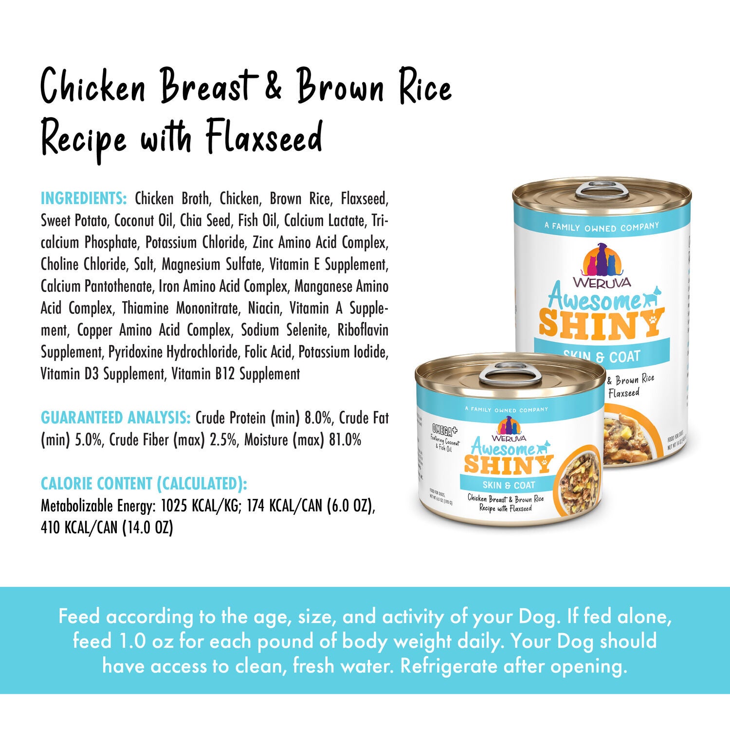 Weruva Awesome Shiny Chicken Breast And Brown Rice Recipe With Flaxseed Wet Dog Food, 6-Oz