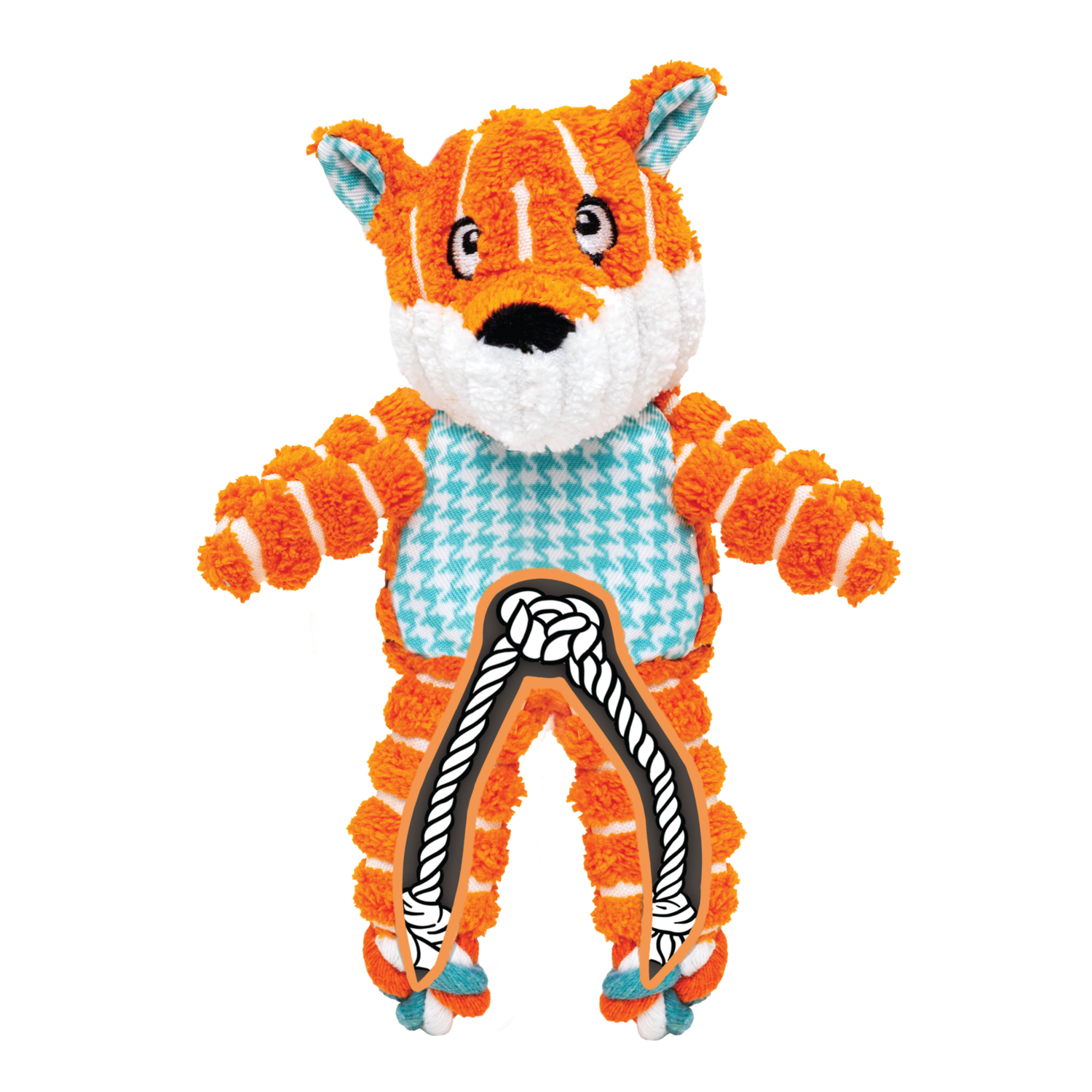 Kong Floppy Knots Fox Plush Rope & Tug Dog Toy, Extra Small, 4"
