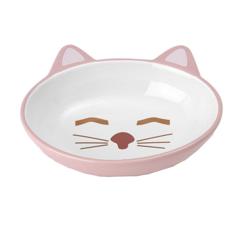 Here Kitty Oval Pet Bowl - Pink
