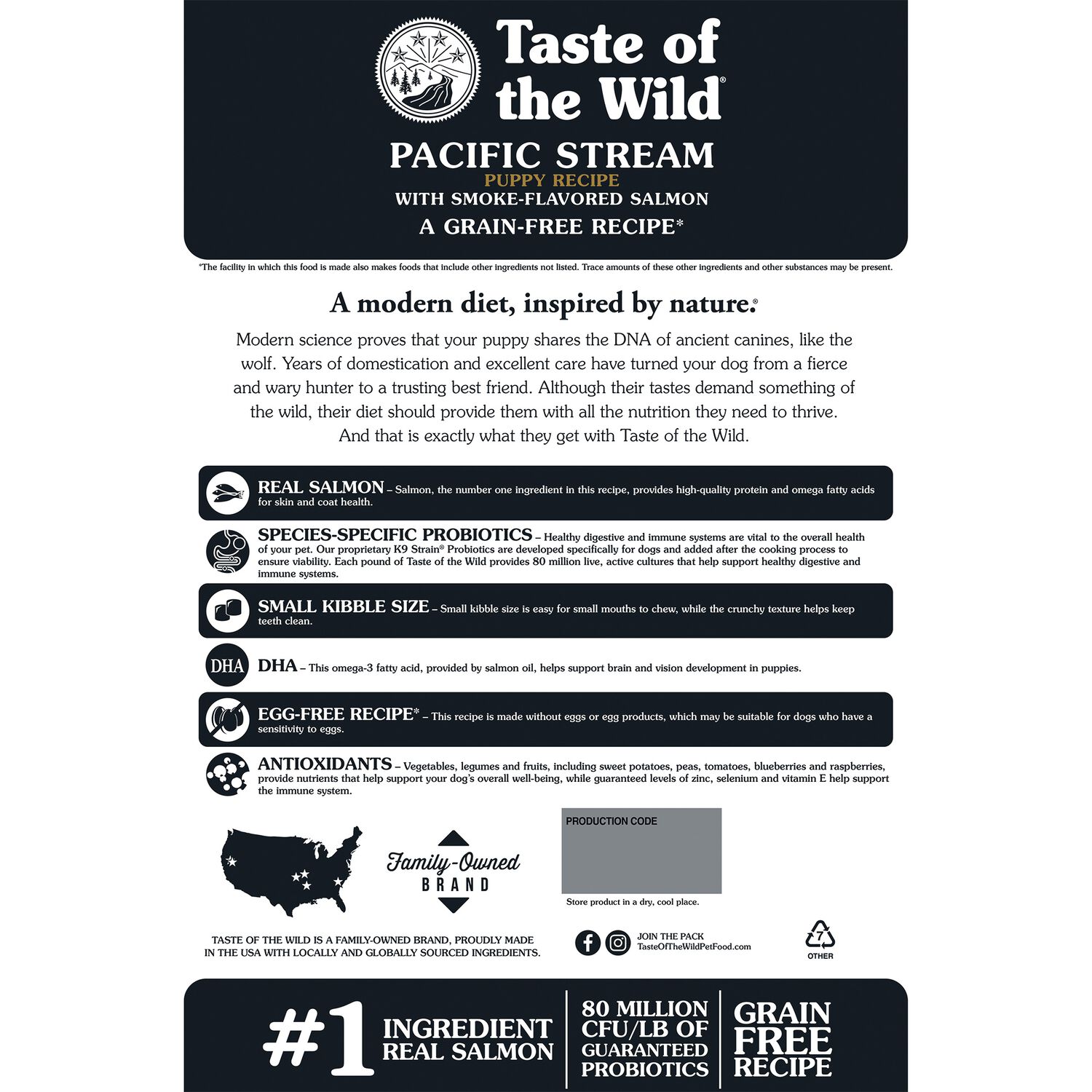 Taste Of The Wild Dry Dog Food, Pacific Stream Puppy Recipe With Smoke-Flavored Salmon, 28-Lb Bag.