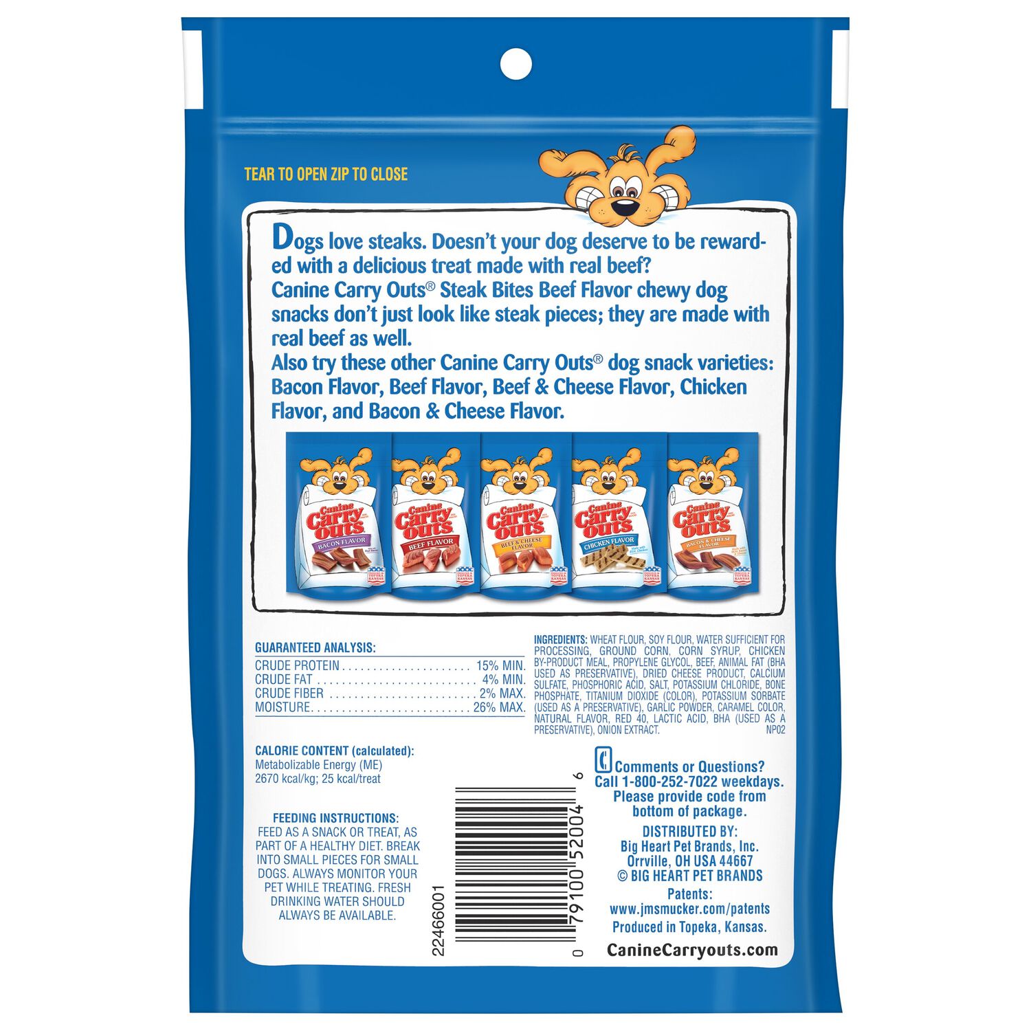 Canine Carry Outs Steak Bites Beef Flavor Dog Treats, 4.5-Oz Bag