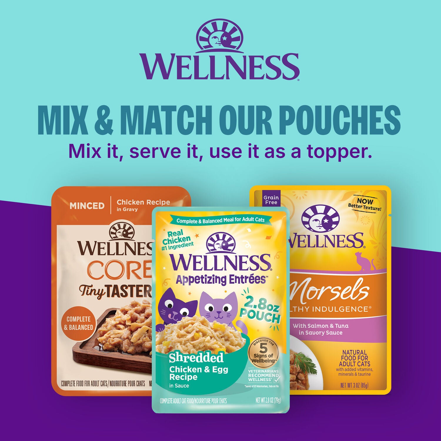 Wellness Core Signature Selects Shredded Adult Wet Cat Food, Natural, Protein-Rich, Grain Free, 2.8-Ounce, 8-Pack, Poultry Variety Pack