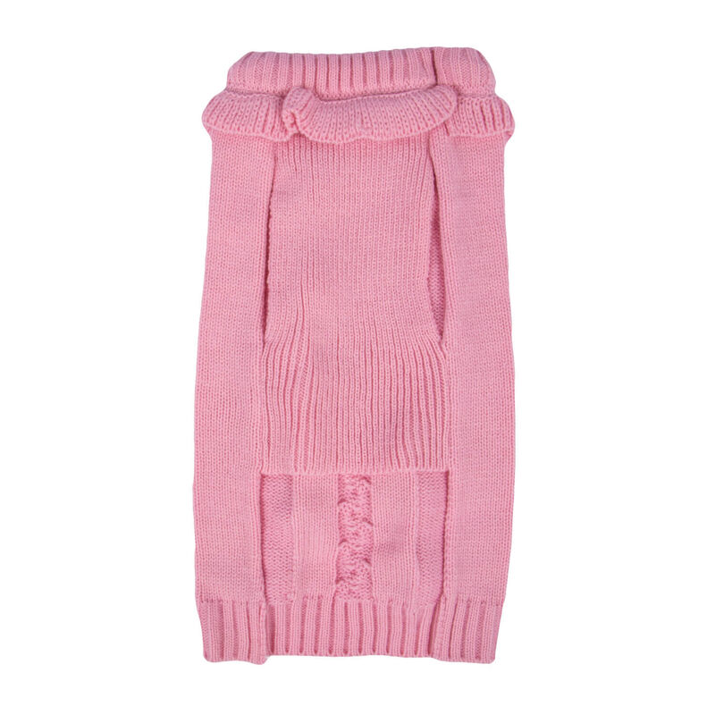 Pink Cable Knit Ruffle Sweater image number 3