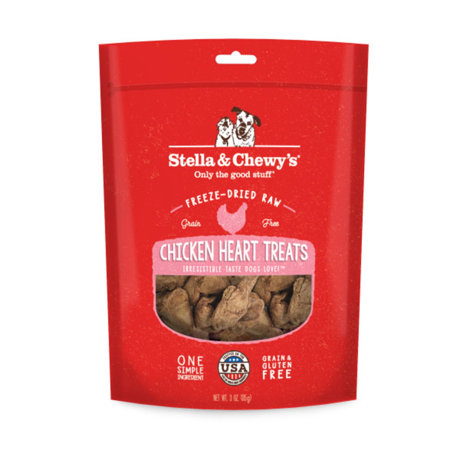 Stella & Chewy's Freeze-Dried Raw Chicken Heart Dog Treats, 3-Oz Bag
