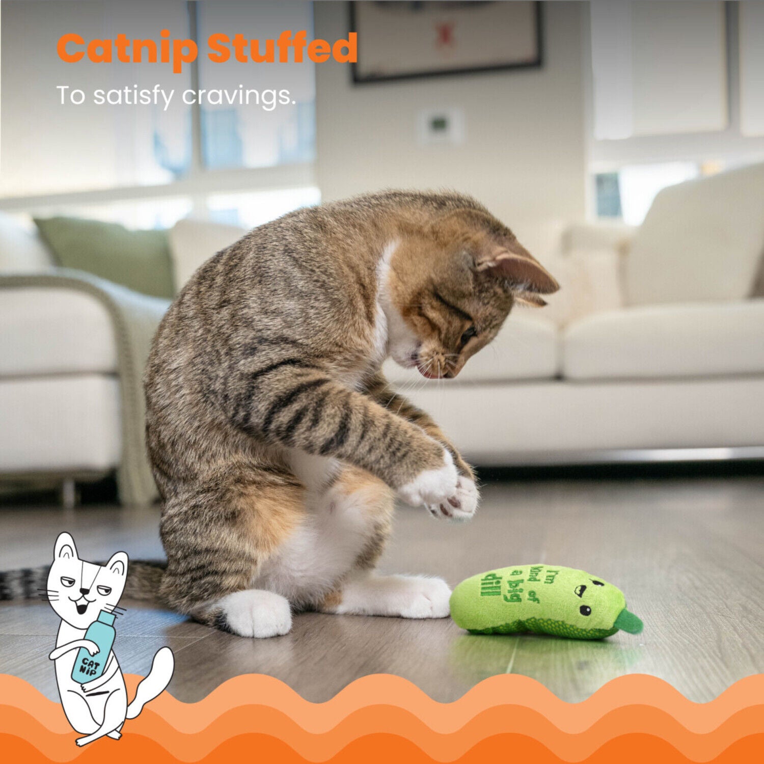 Catstages Crunchy Pickle Kicker Catnip Stuffed Dental Chew Cat Toy