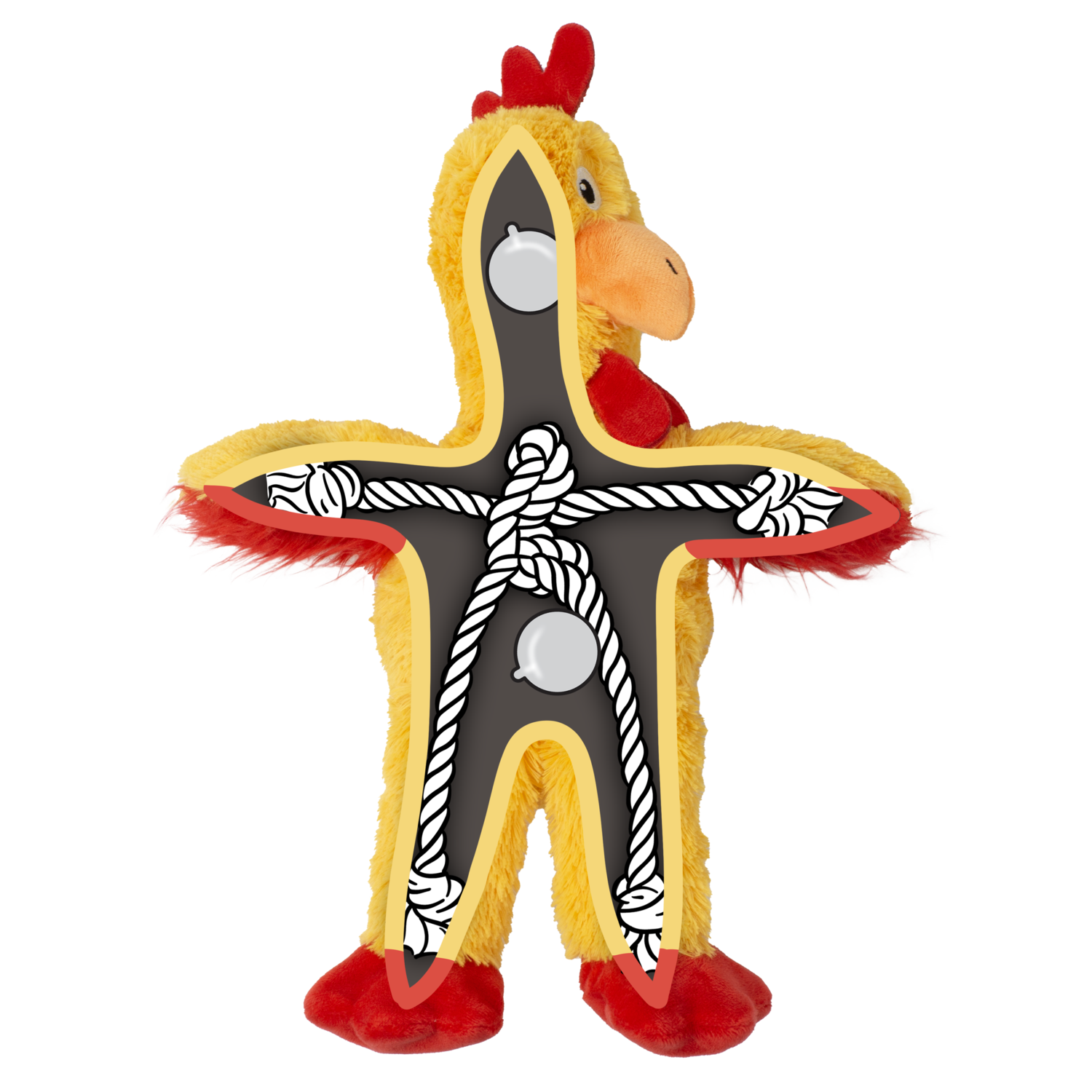 Kong Knots Chicken Plush Tug Dog Toy - 7"