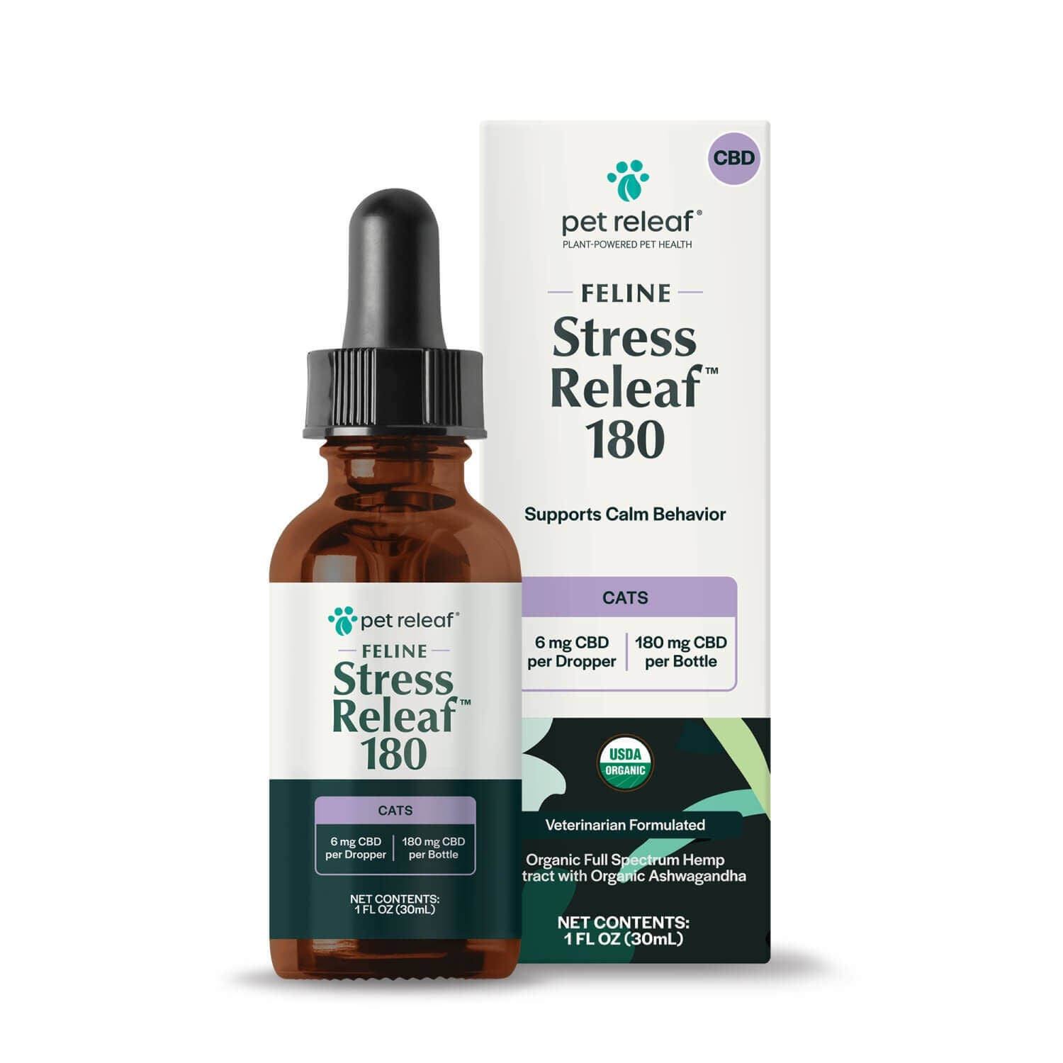 Ret Releaf Usda Organic Feline Stress Releaf 180Mg Calming Cbd Oil For Cats With Ashwagandha And Catnip