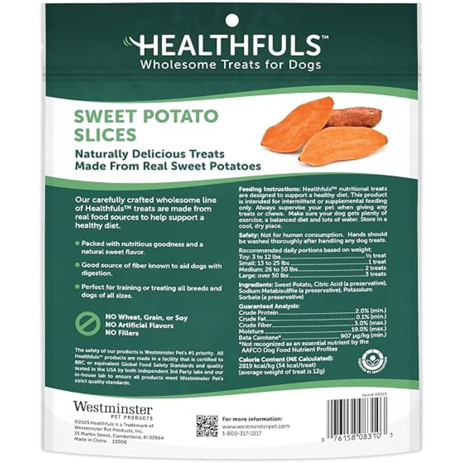 Healthfuls Sweet Potato Slices Natural Dog Treats, 1-Lb Bag