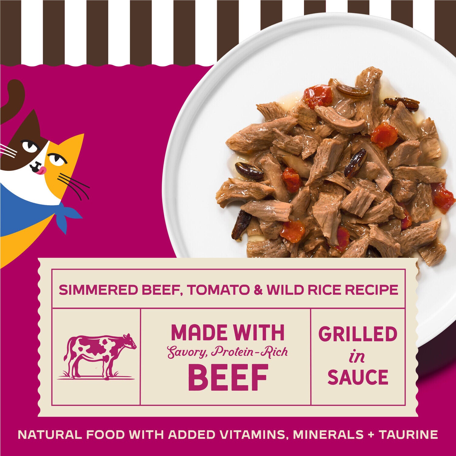 Merrick Purrfect Bistro Simmered Beef, Tomato And Wild Rice Recipe Grilled Wet Adult Cat Food In Gravy, 3 Oz. - 24 Pack