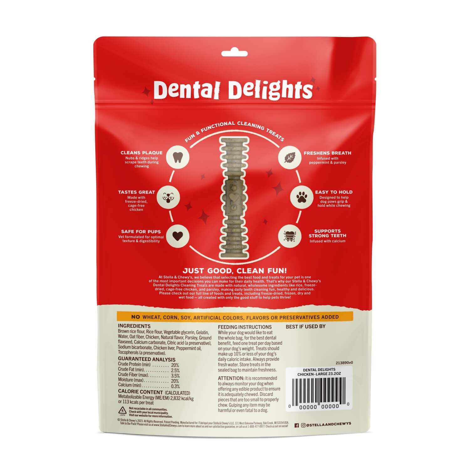 Stella & Chewy's Dental Delights Dog Treats, Large, 17 Count